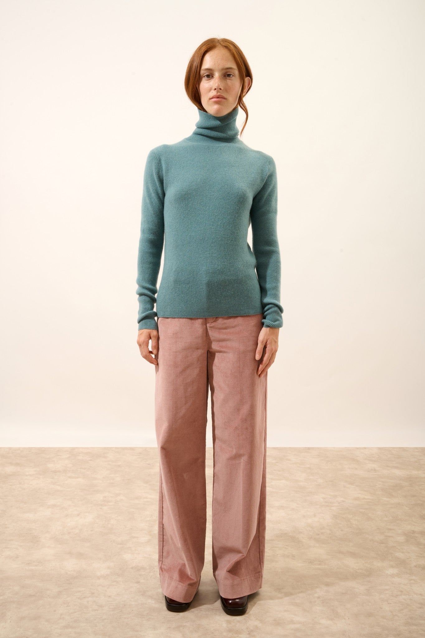 lanais pull col roulé eucalyptus 100% cachemire