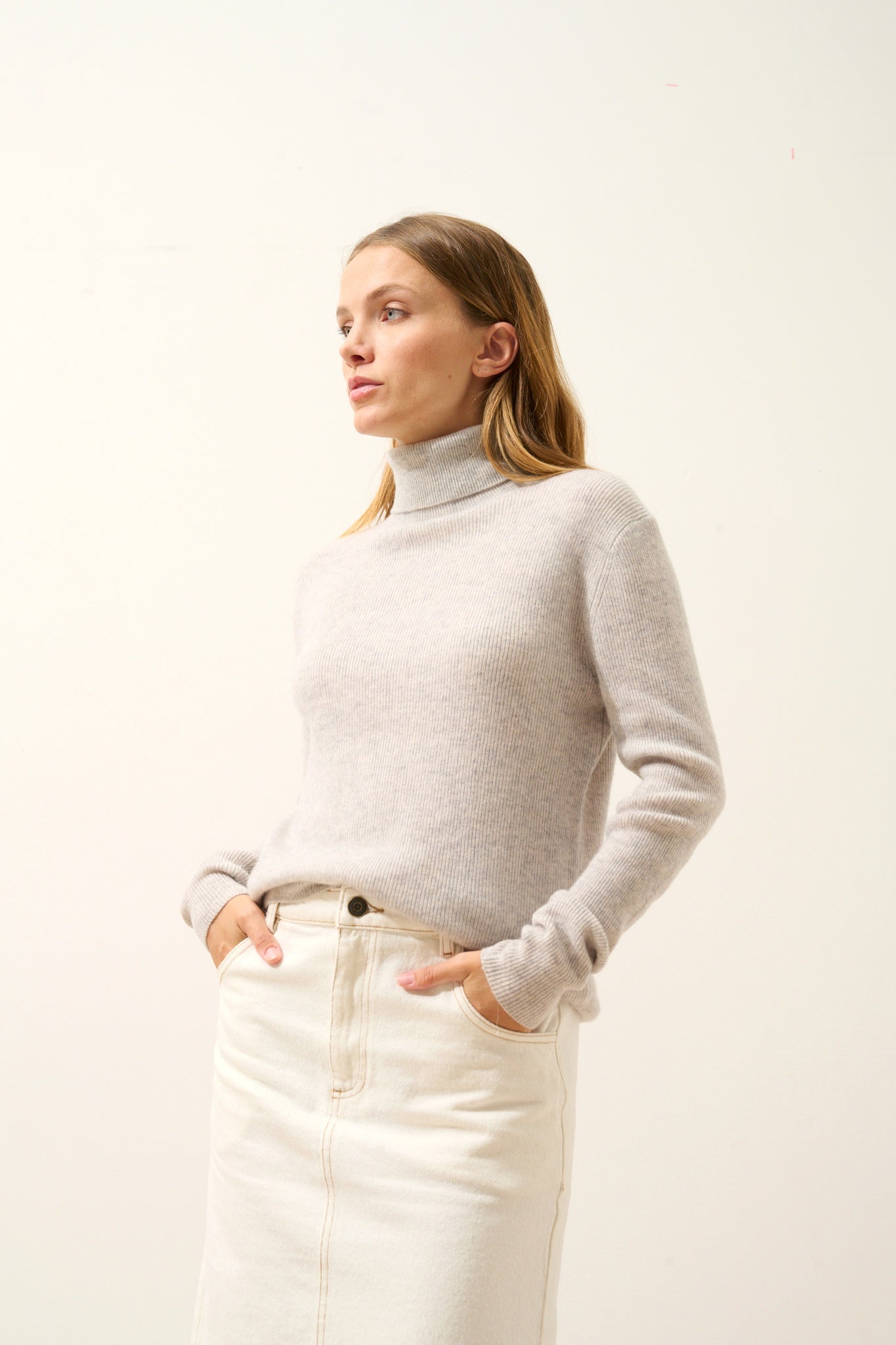 LANAIS pull col roulé glacier chiné