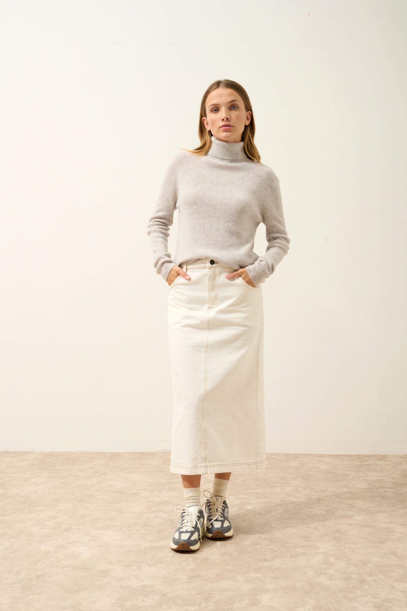 LANAIS pull col roulé glacier chiné