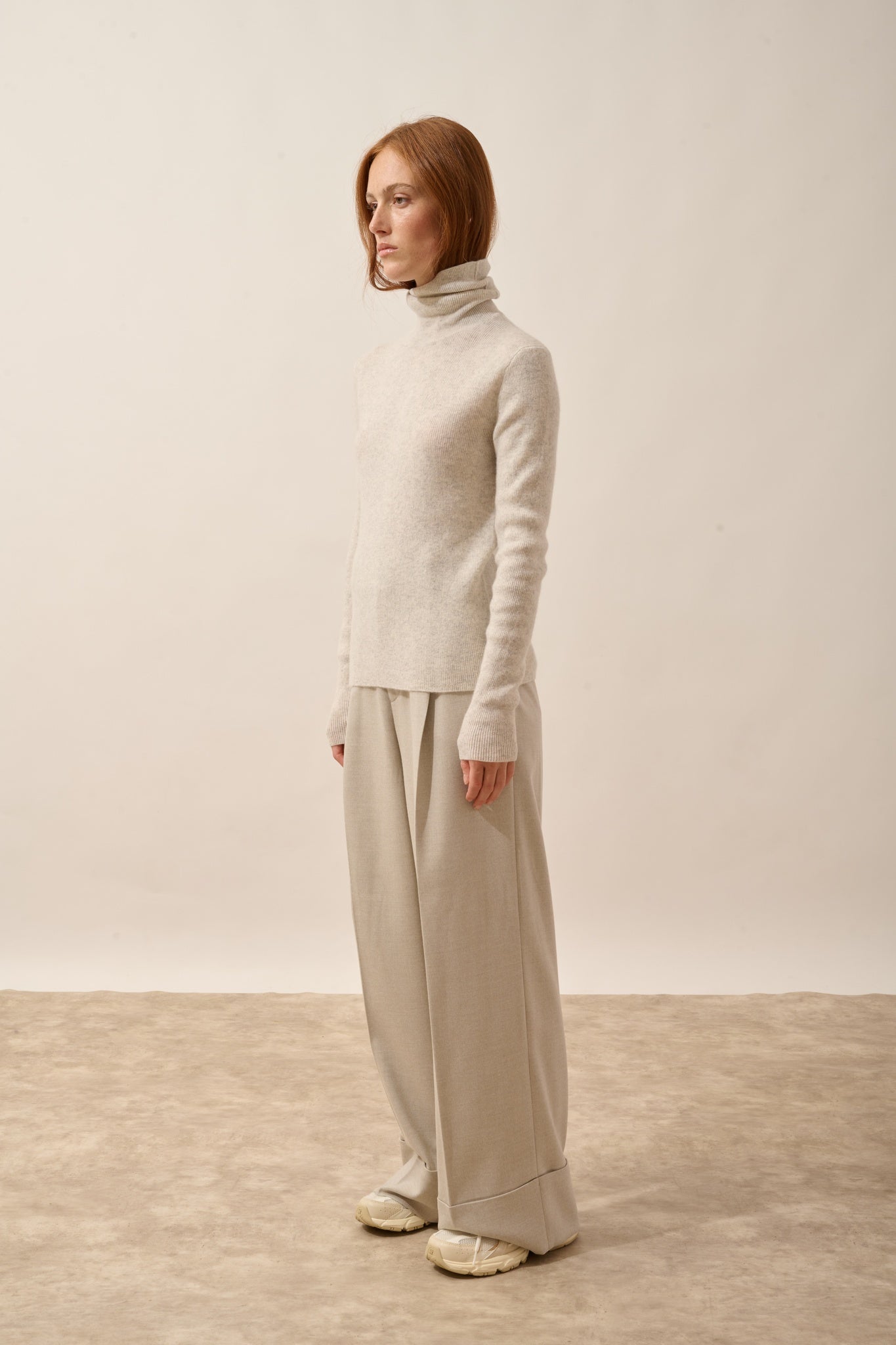 LANAIS pearl gray heathered turtleneck sweater