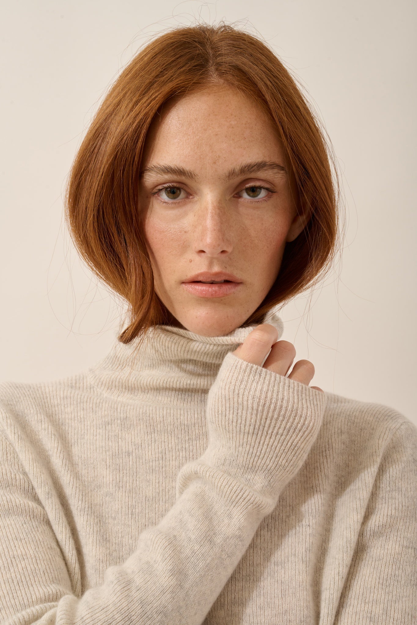 LANAIS pull col roulé gris perle chiné