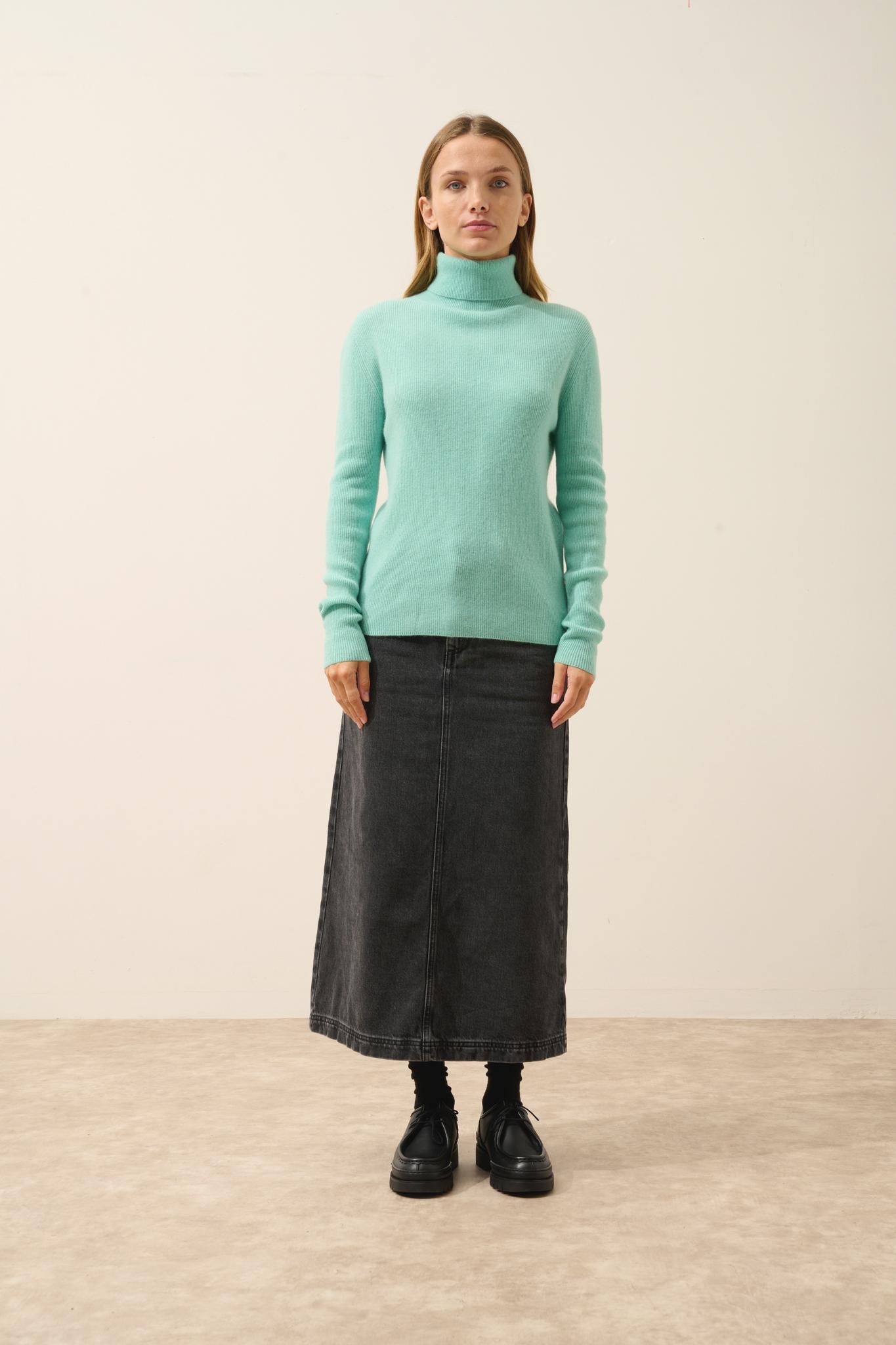 LANAIS pull col roulé jade
