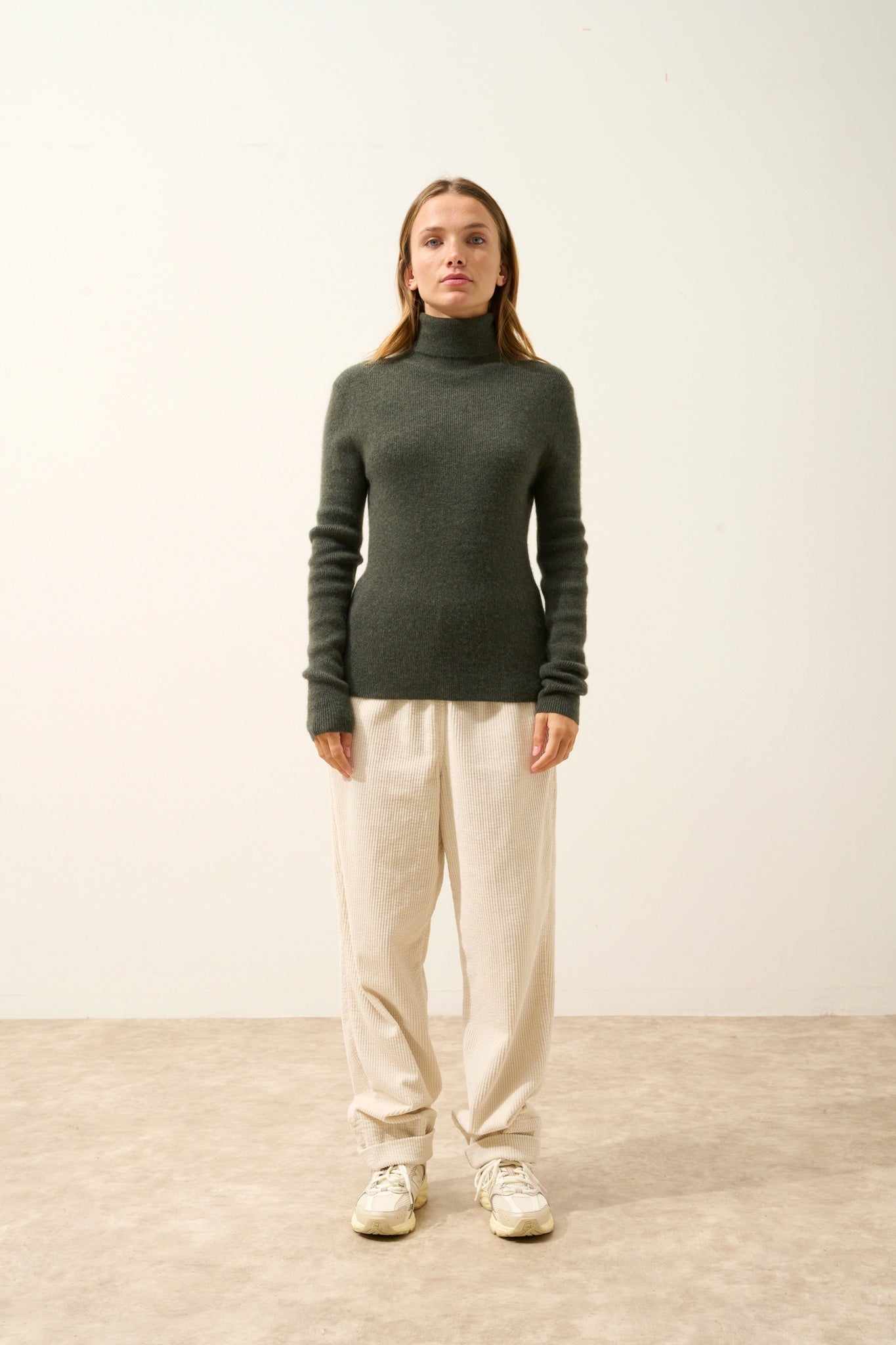 LANAIS khaki mottled turtleneck sweater