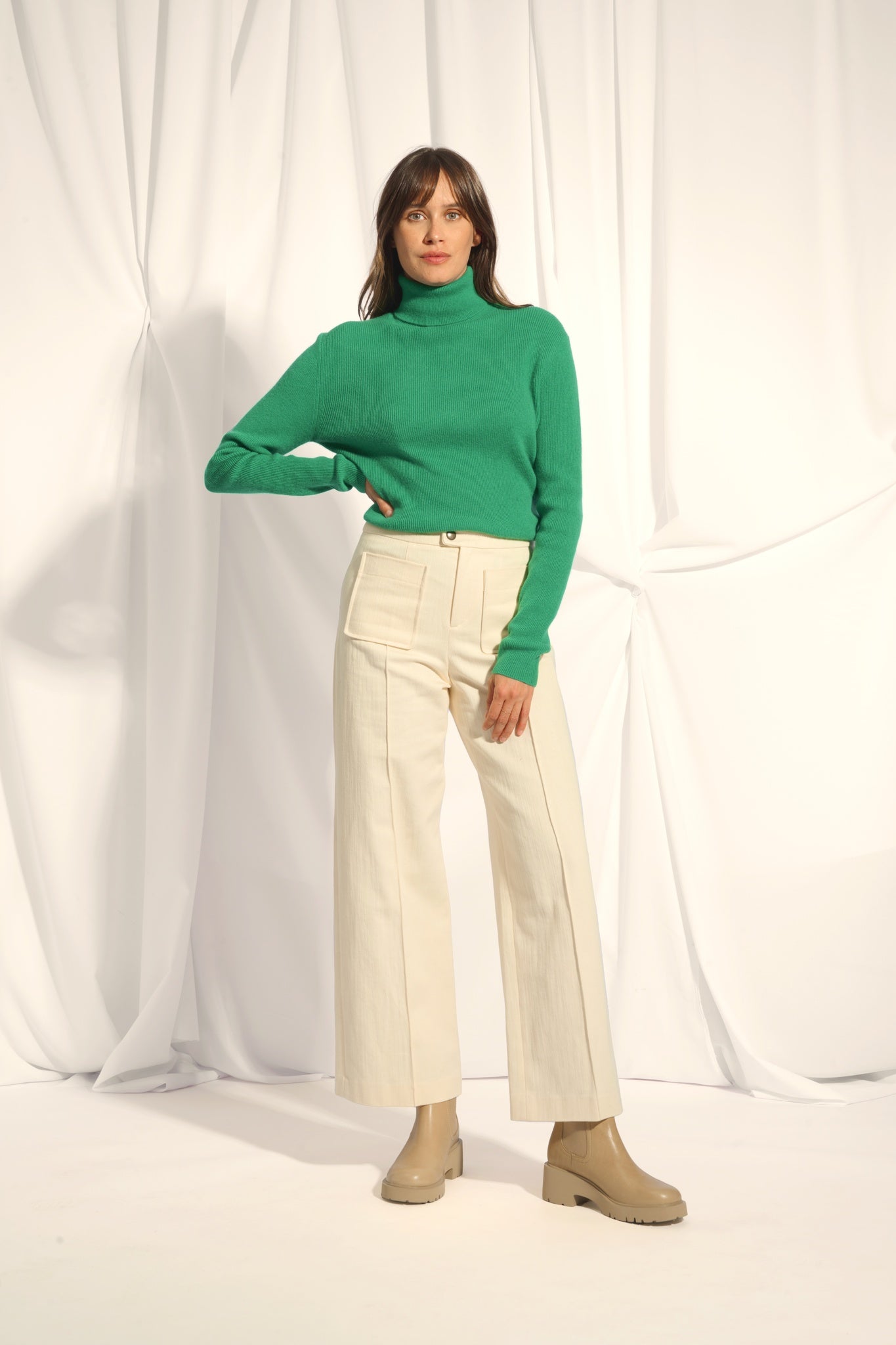 LANAIS pull col roulé menthe