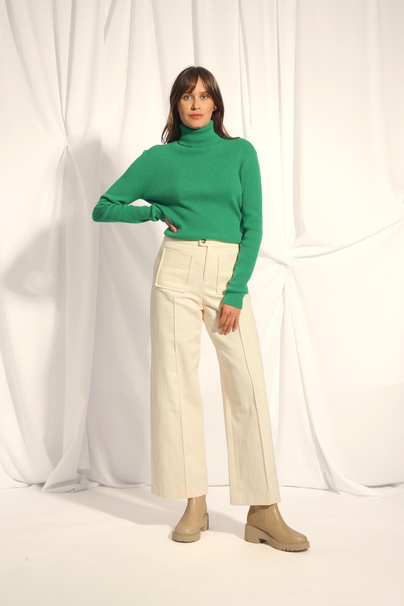 LANAIS pull col roulé menthe