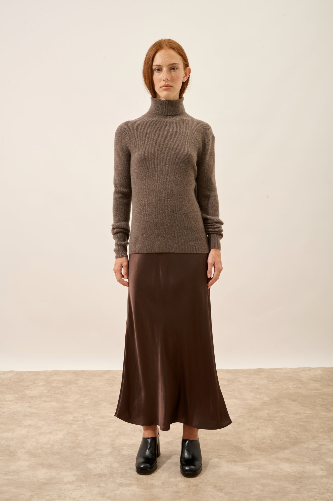 LANAIS pull col roulé taupe chiné