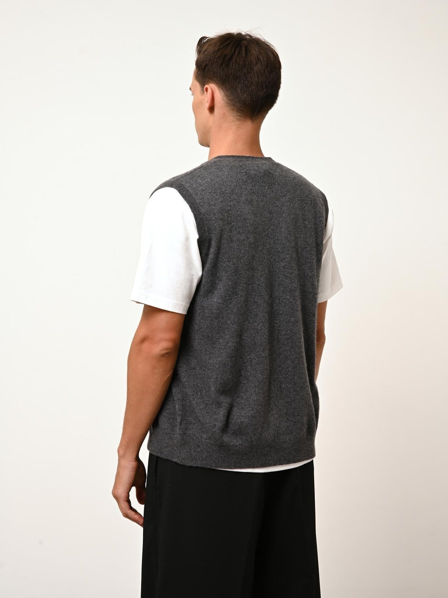 LANA cardigan v-neck anthracite mottled