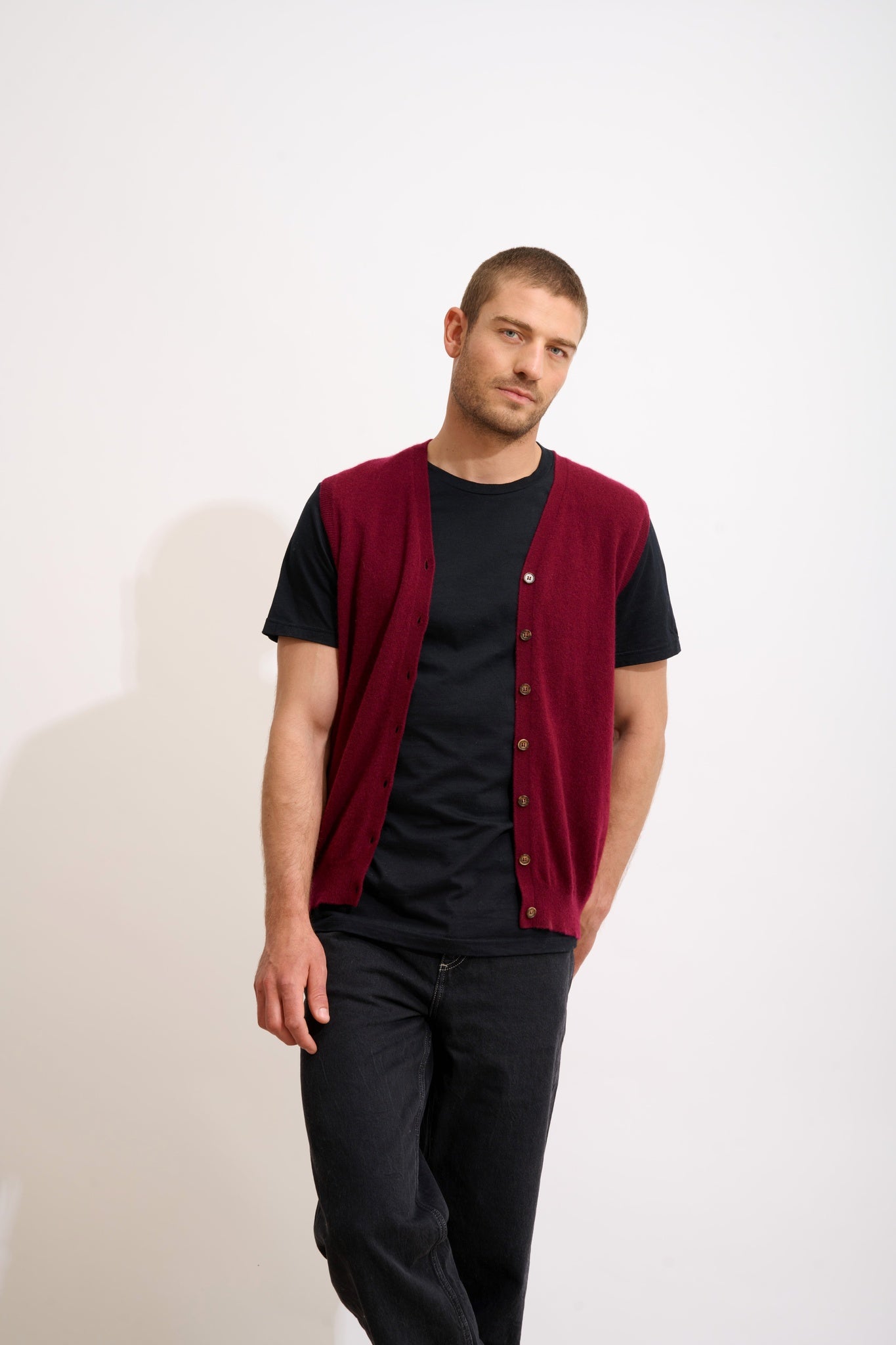 LANA cardigan col v bordeaux