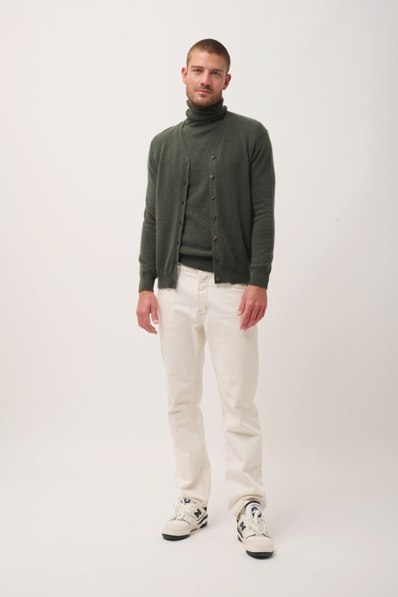 LANA khaki v-neck cardigan