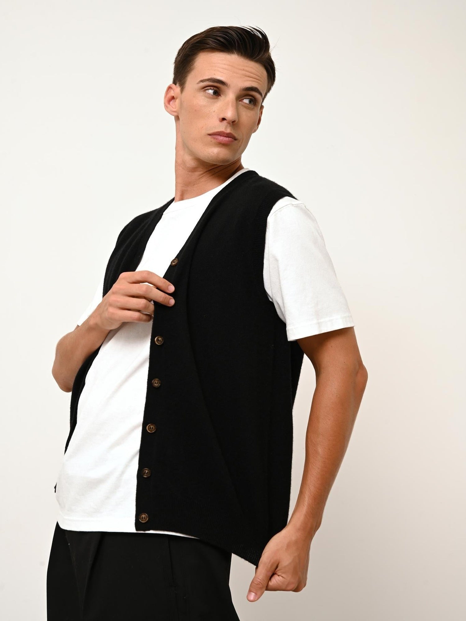 LANA black v-neck cardigan