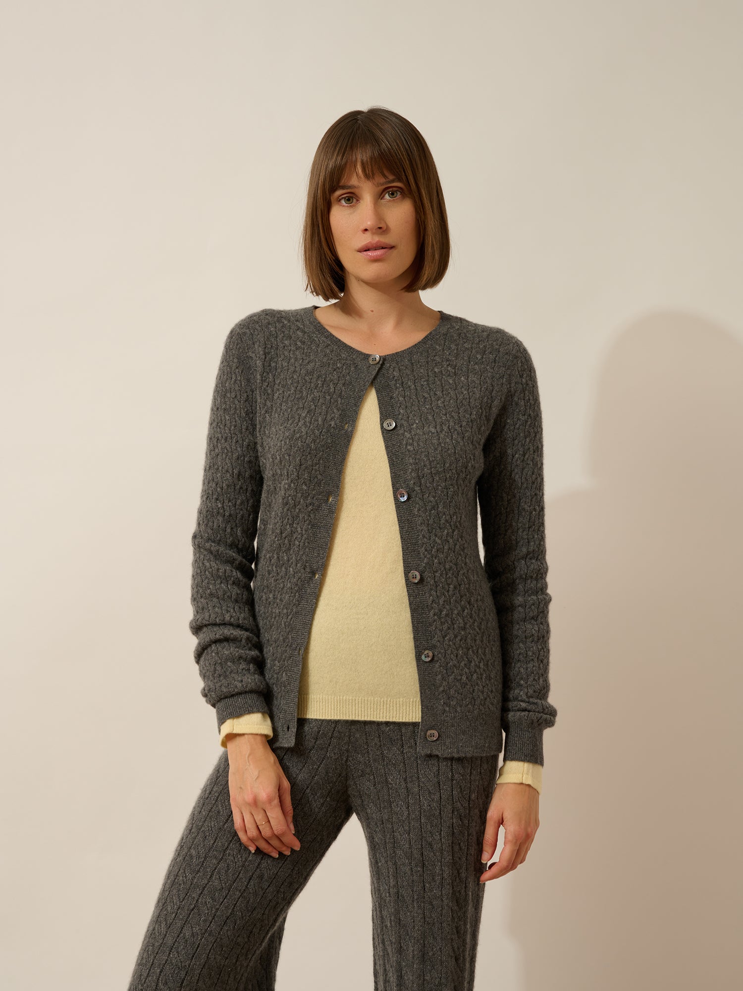 LAURA cardigan col rond anthracite chiné
