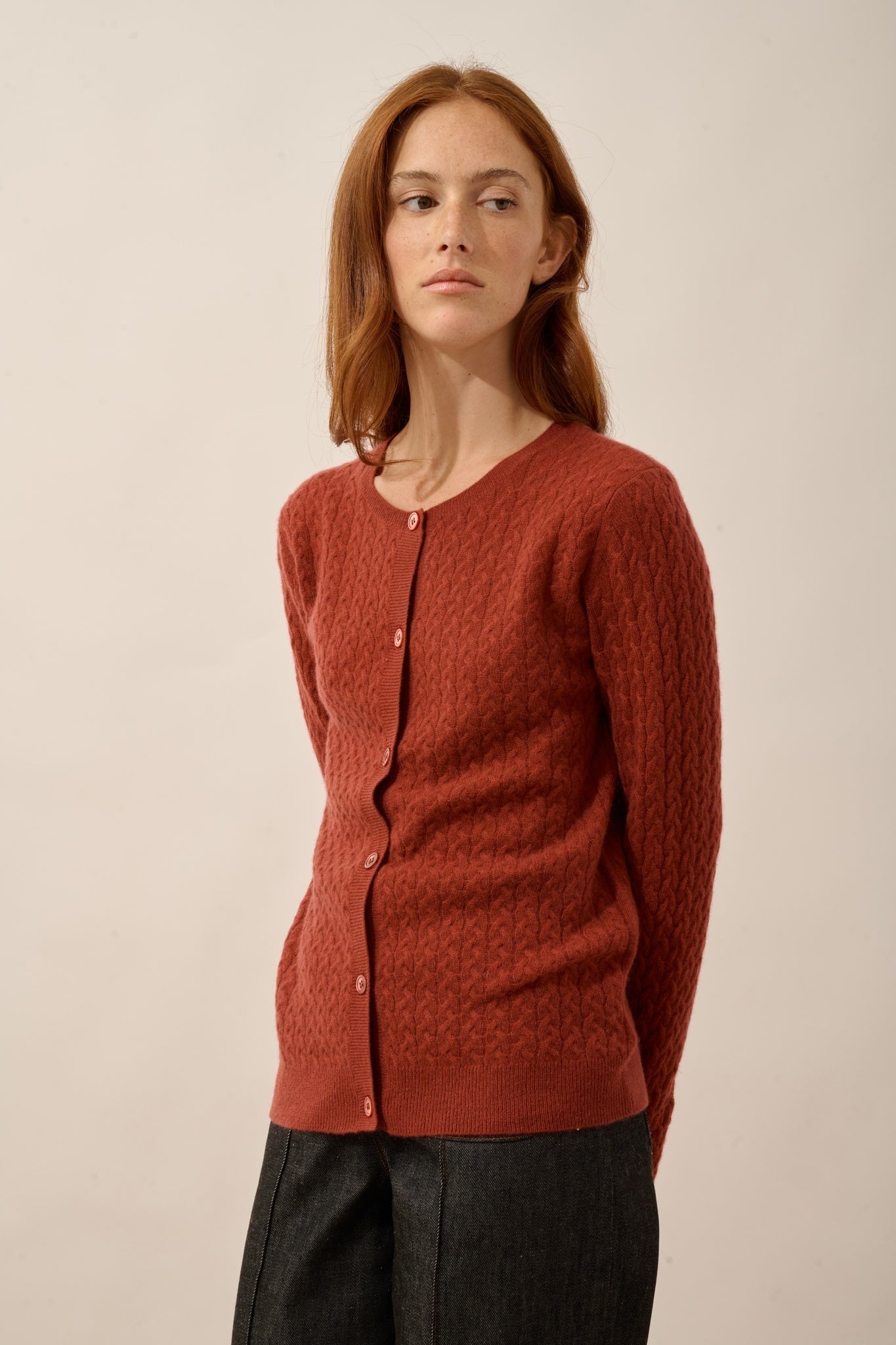 LAURA cardigan col rond cerise