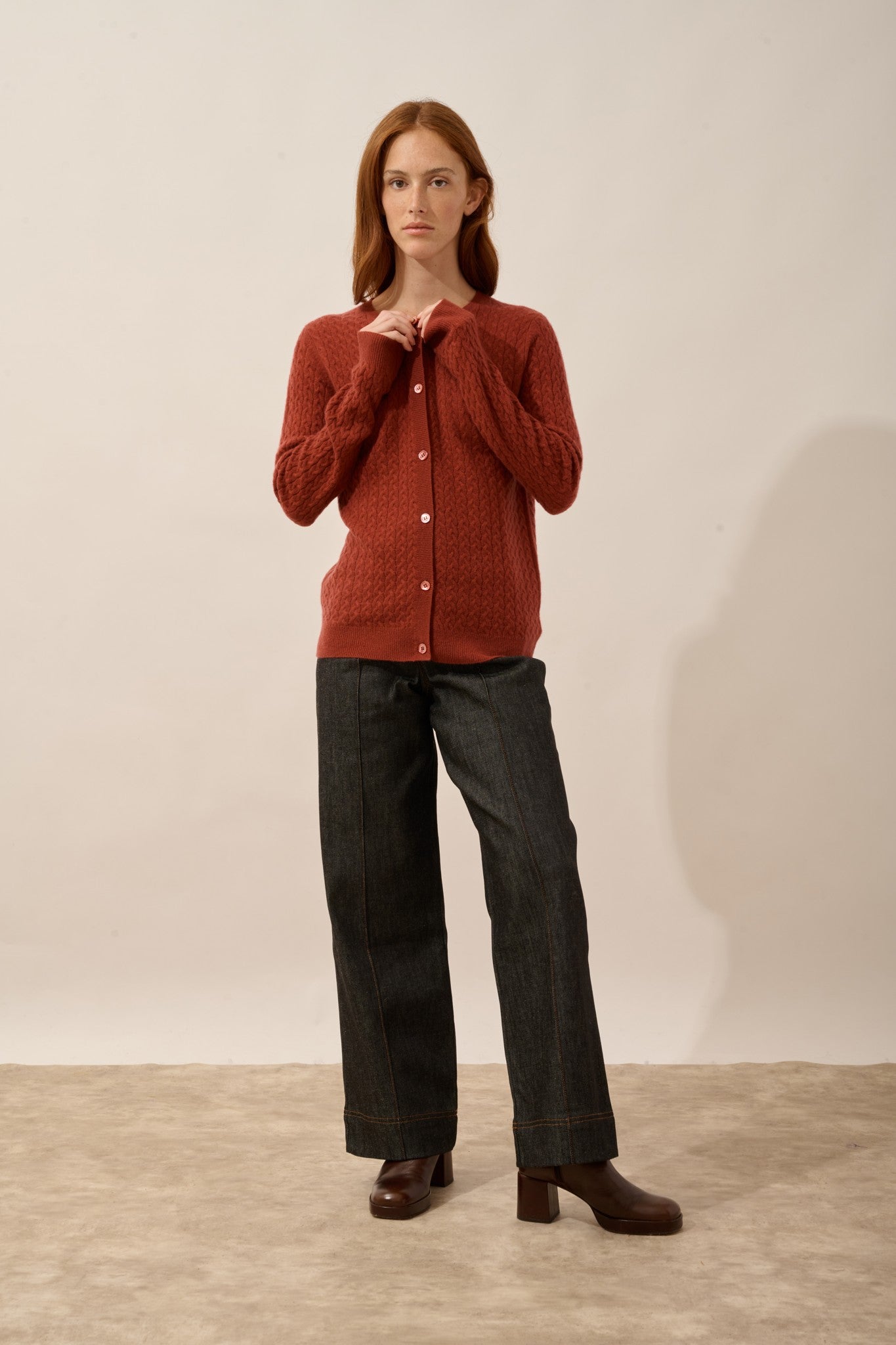 laura cardigan col rond cerise