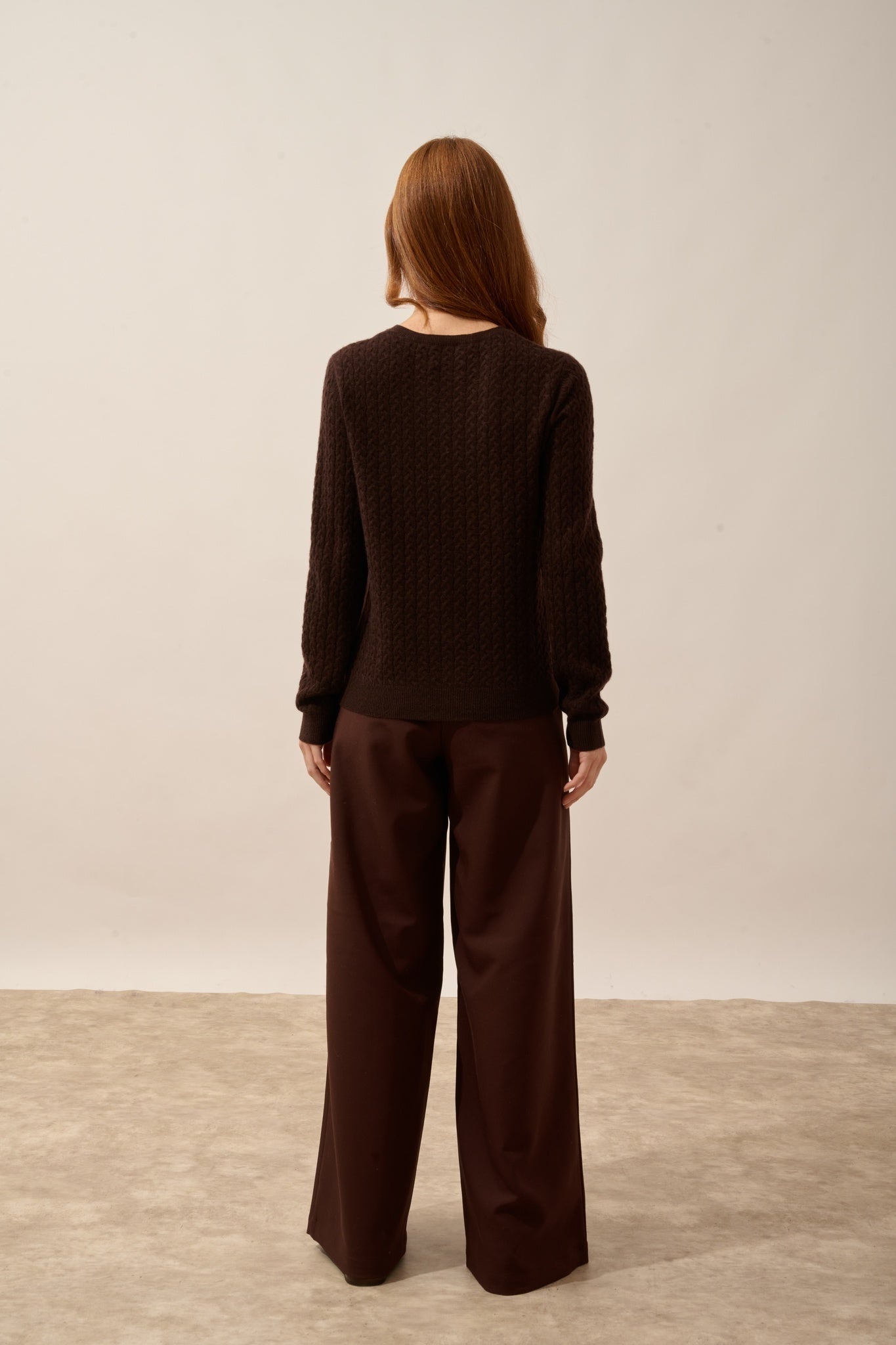LAURA chocolate brown round neck cardigan