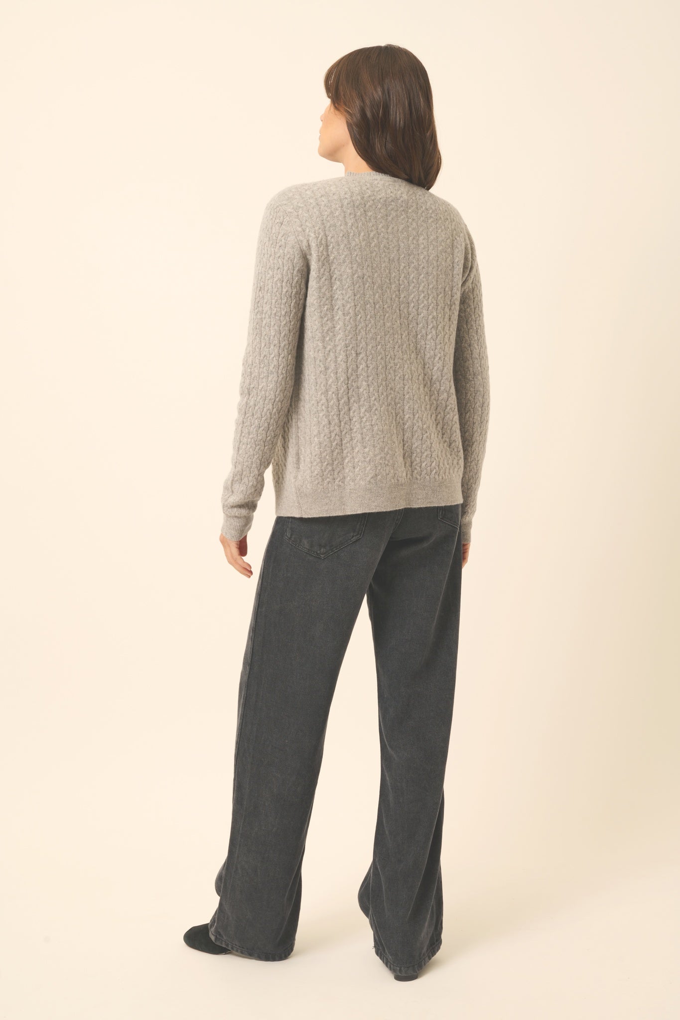 LAURA cloud mottled round-neck cardigan