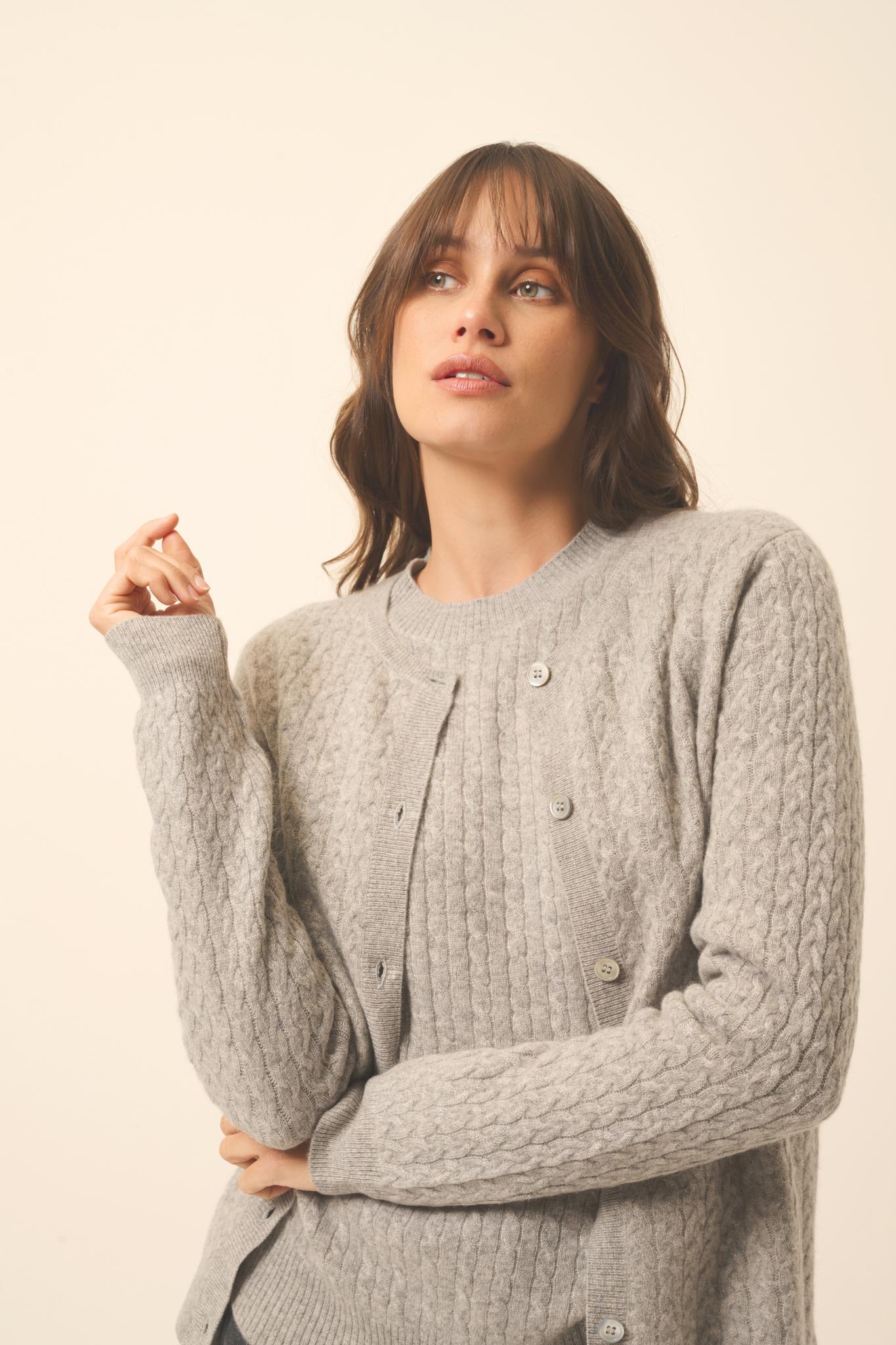 LAURA cloud mottled round-neck cardigan