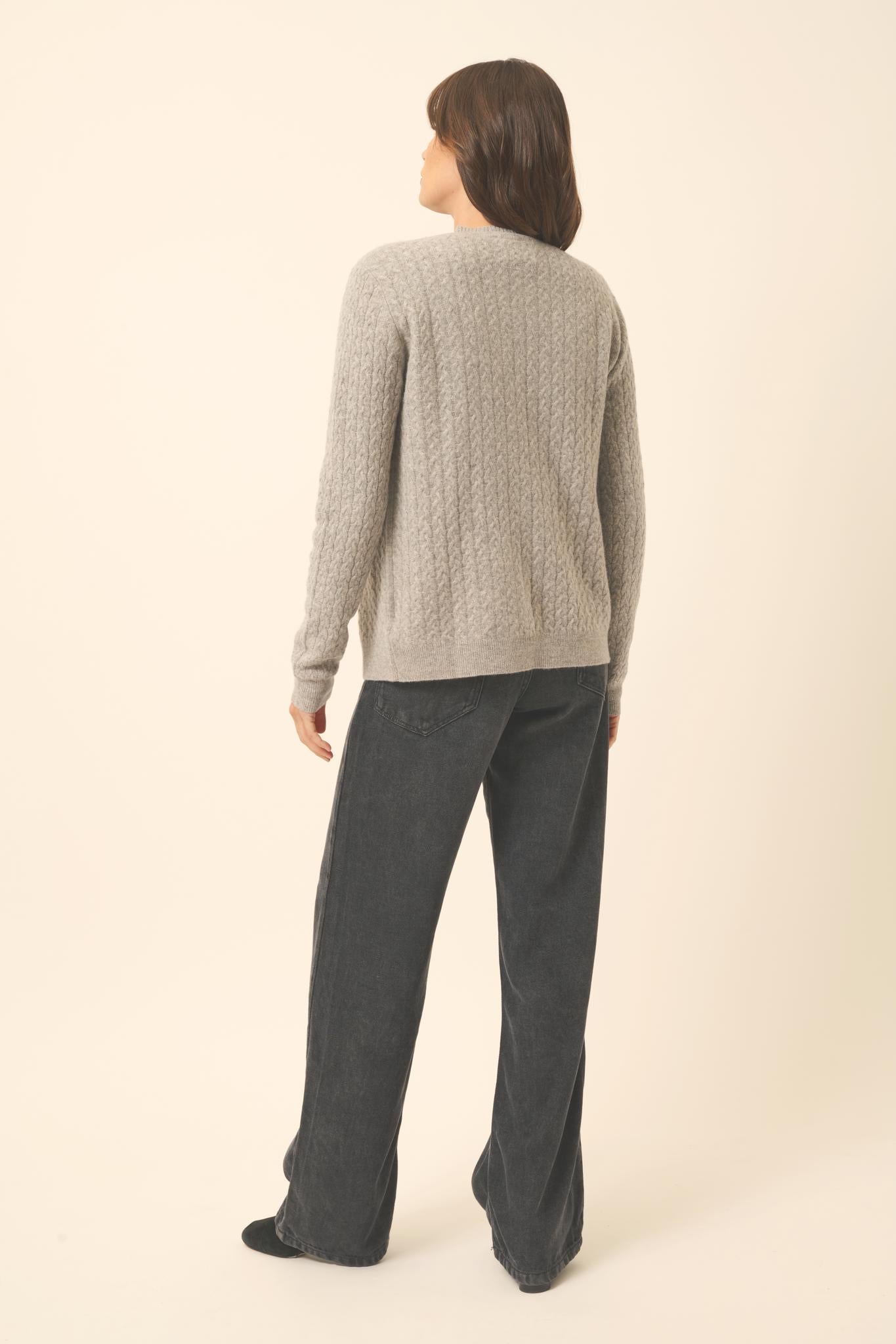 LAURA cloud mottled round-neck cardigan