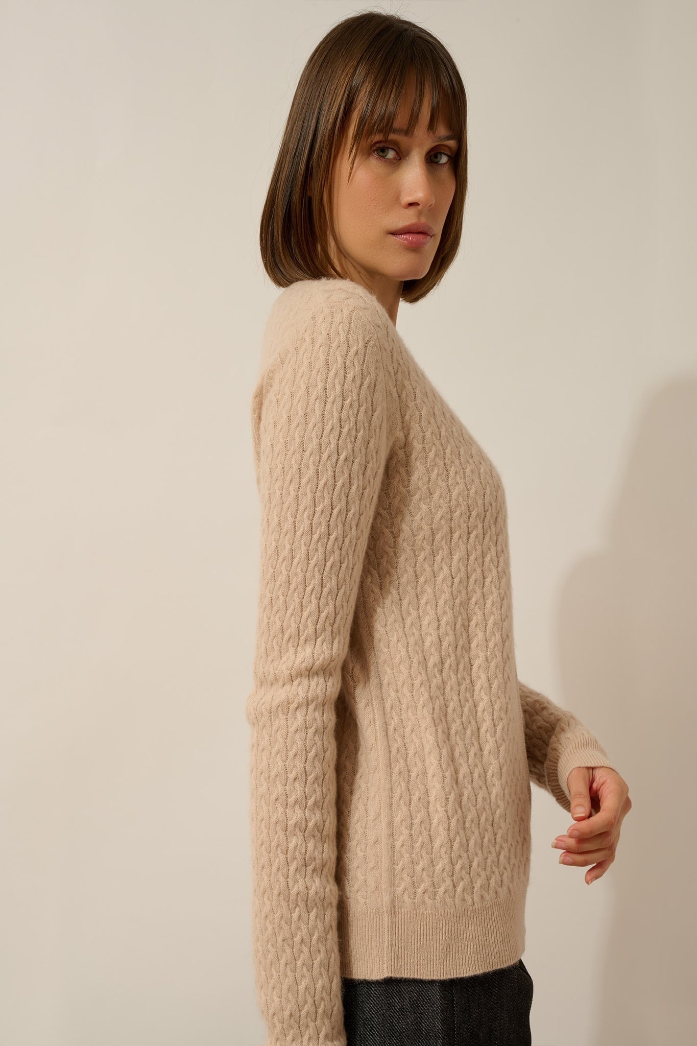 LAURA cardigan col rond nude