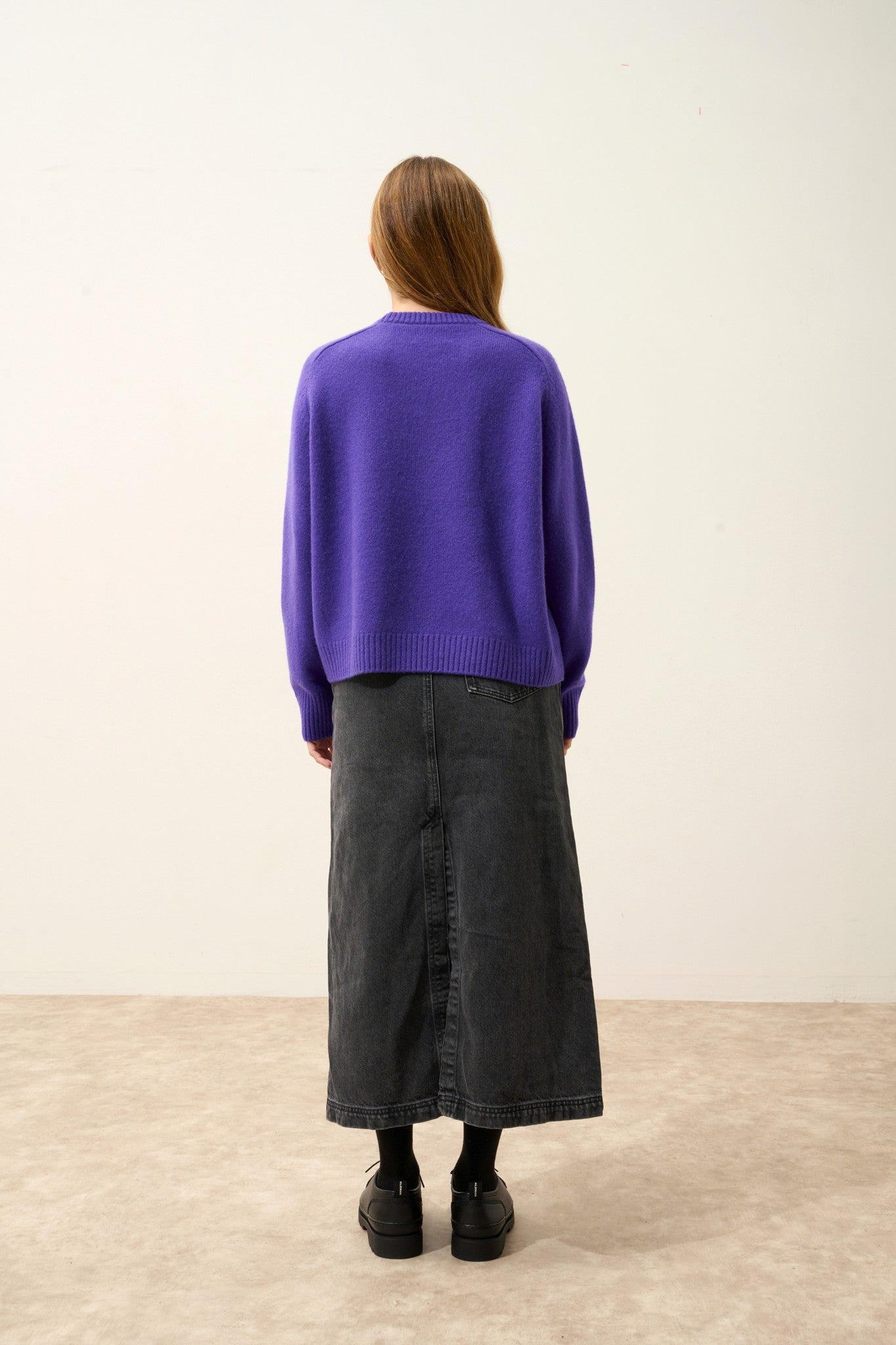 lavinia pull col rond 4 fils améthyste 100% cachemire