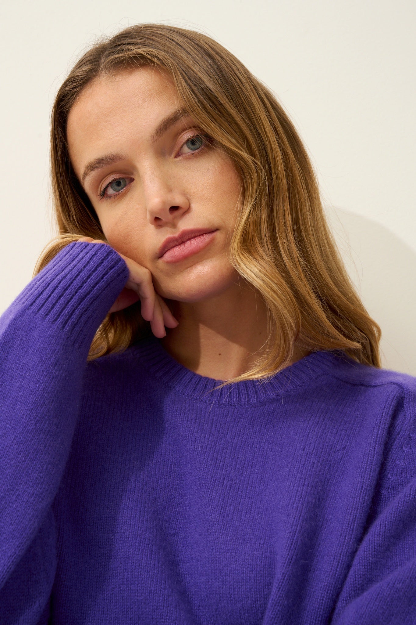 LAVINIA round neck 4-ply amethyst sweater