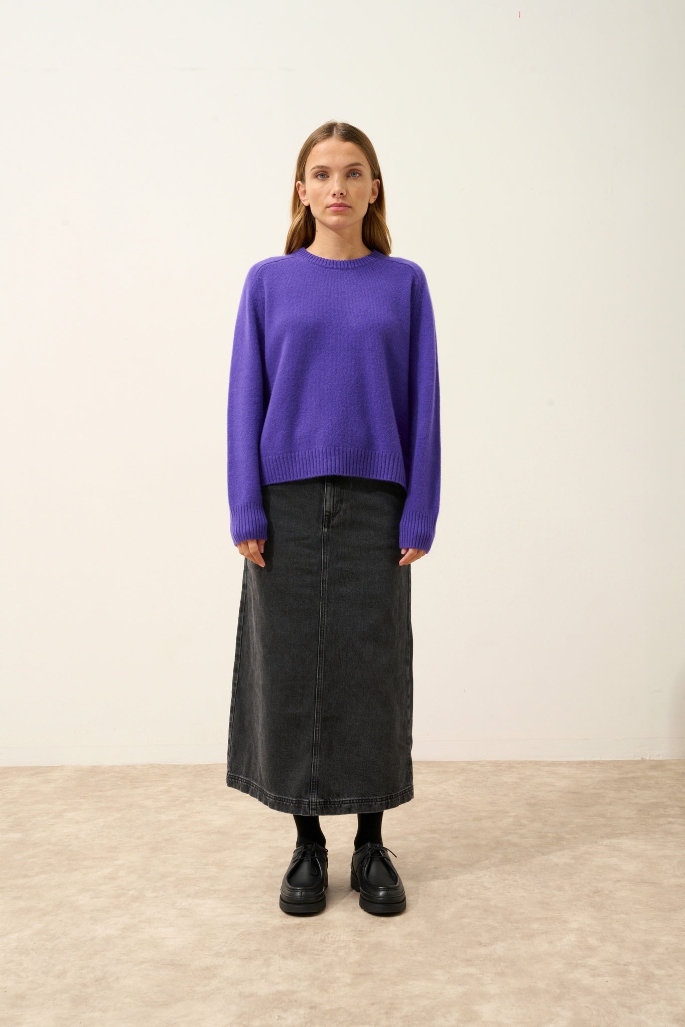 LAVINIA round neck 4-ply amethyst sweater