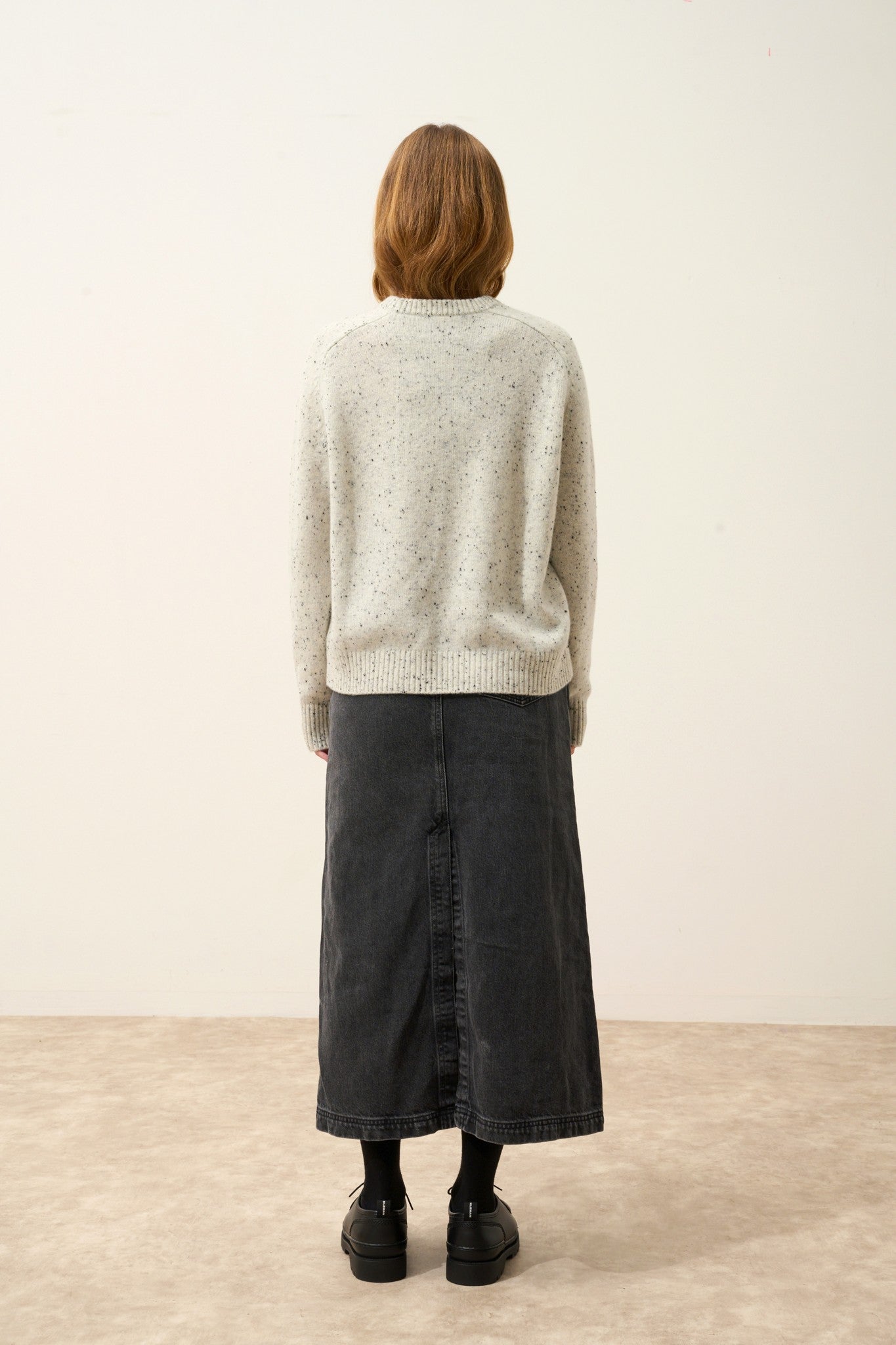 lavinia pull col rond 4 fils gris/noir 100% cachemire