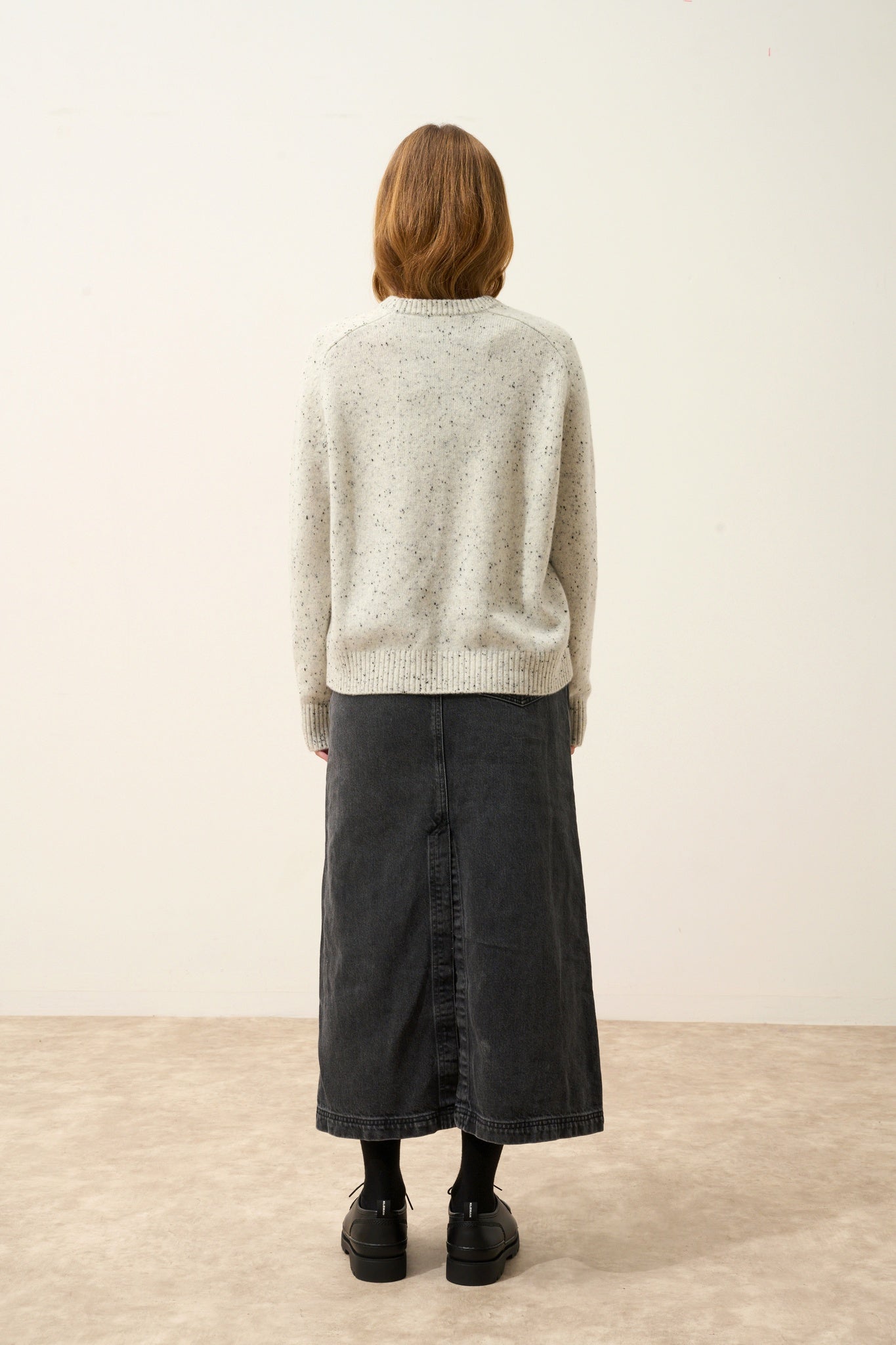 LAVINIA round neck sweater, 4-ply gray/black