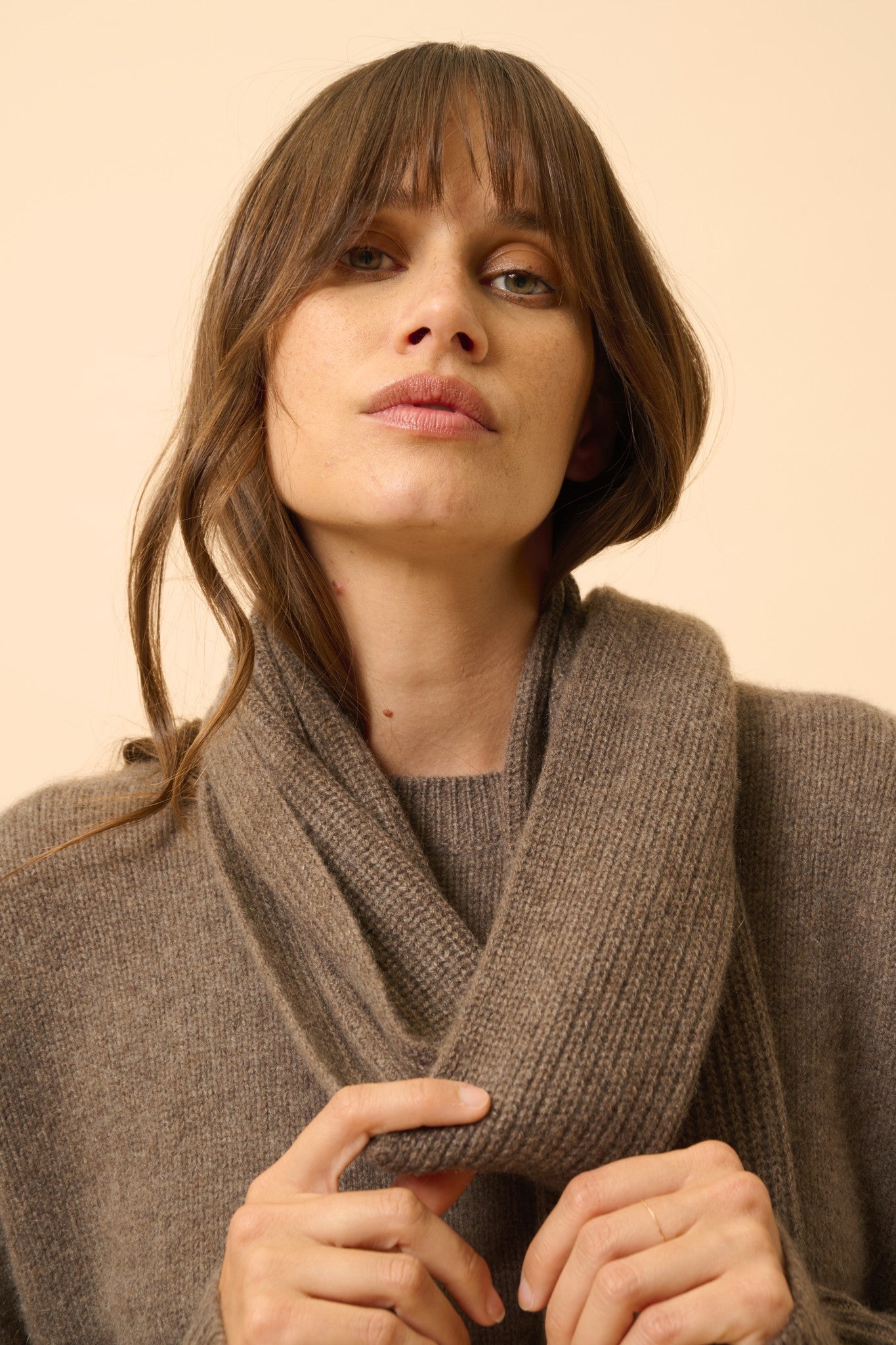 lea écharpe  taupe chiné