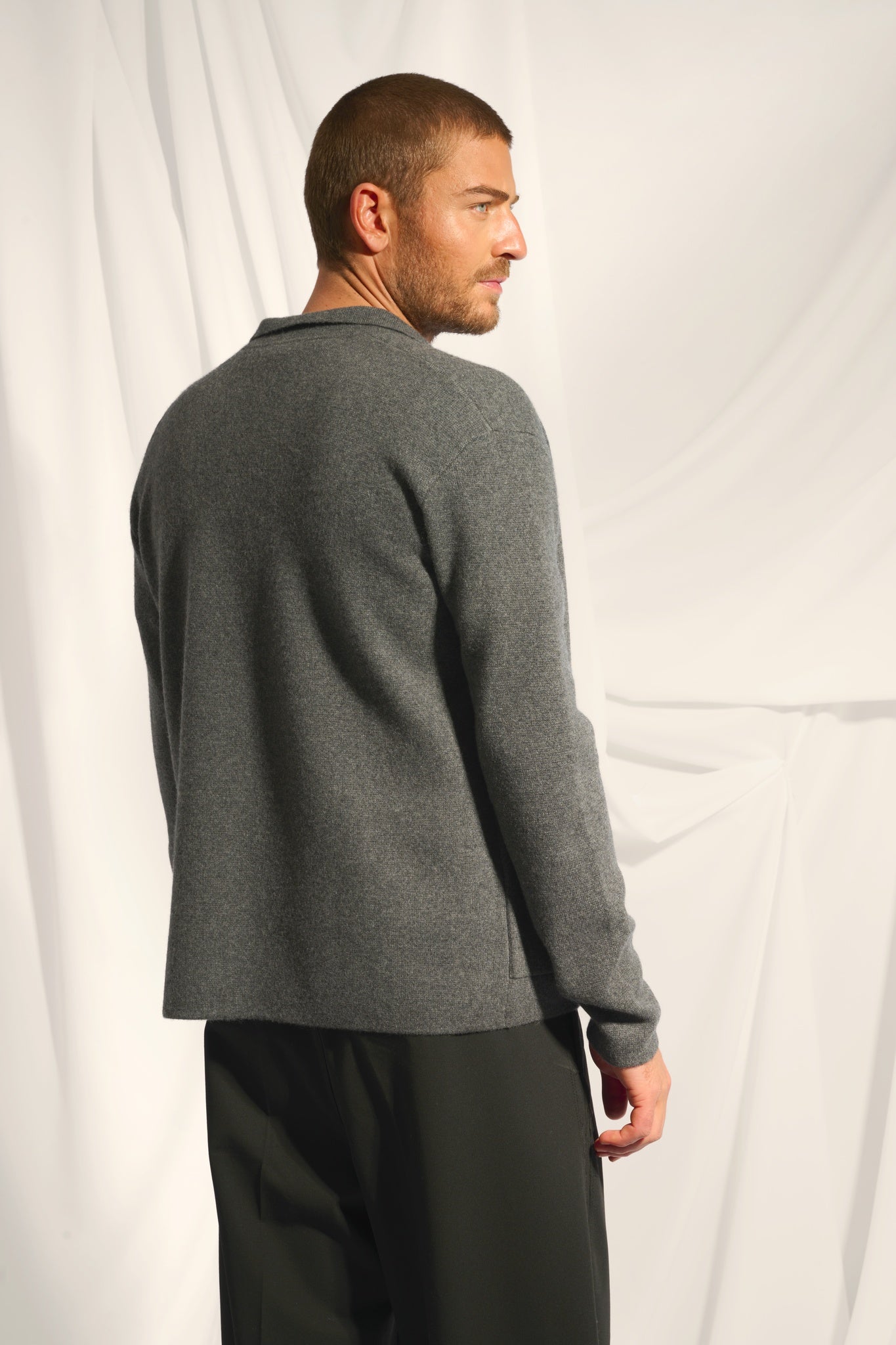 LEIFUR anthracite heathered shirt collar jacket