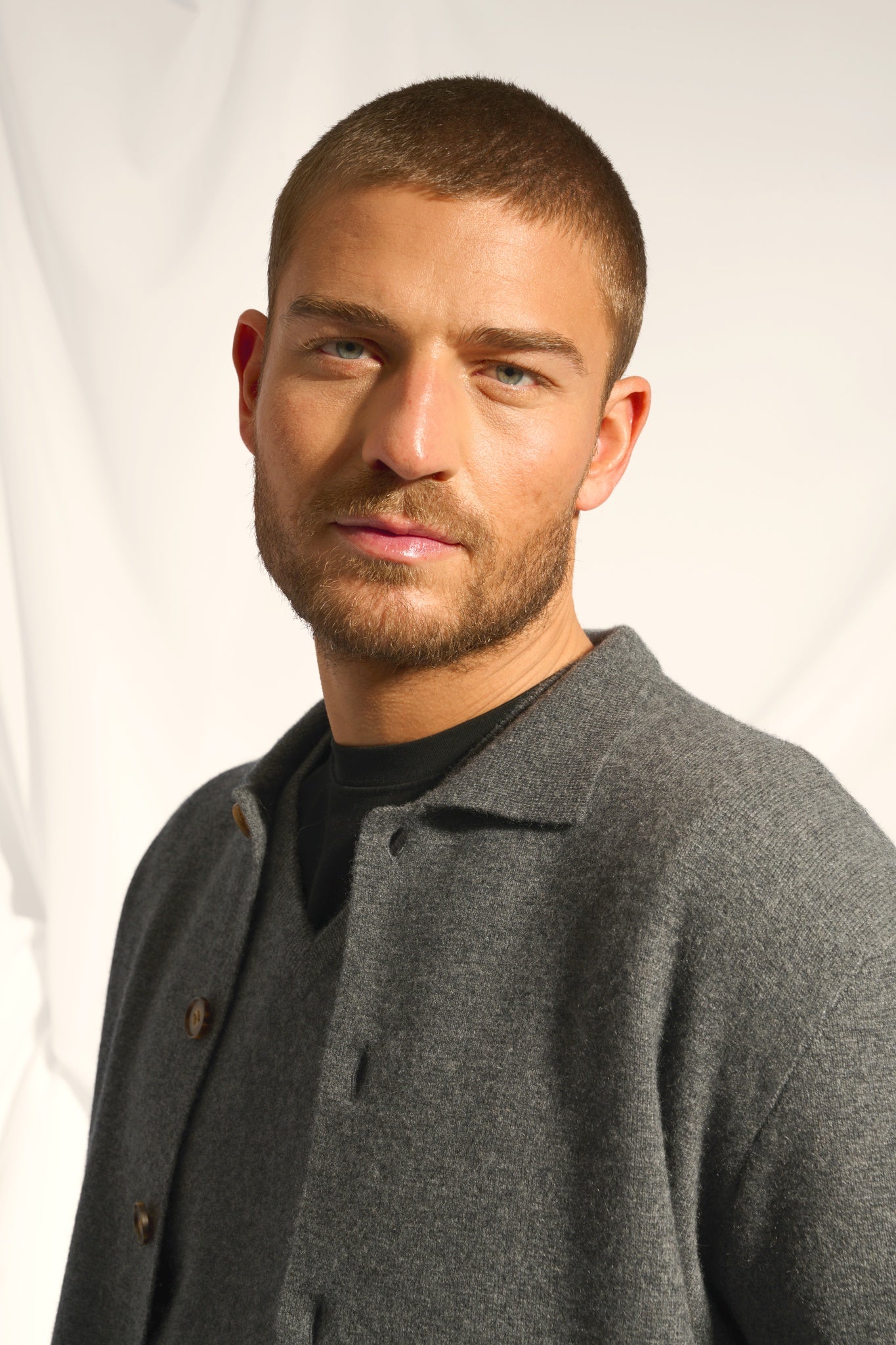 LEIFUR anthracite heathered shirt collar jacket