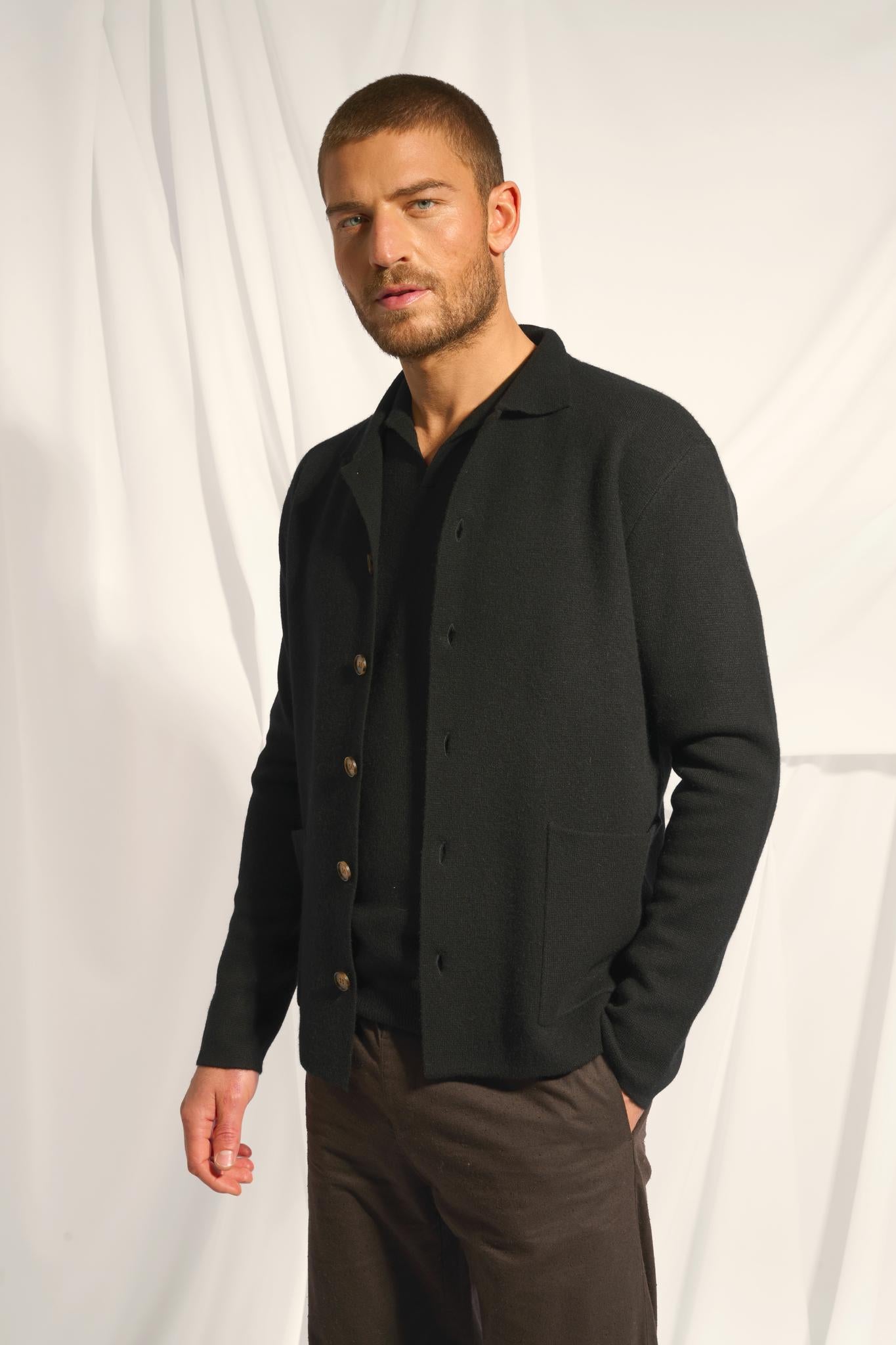 LEIFUR veste col chemise noir