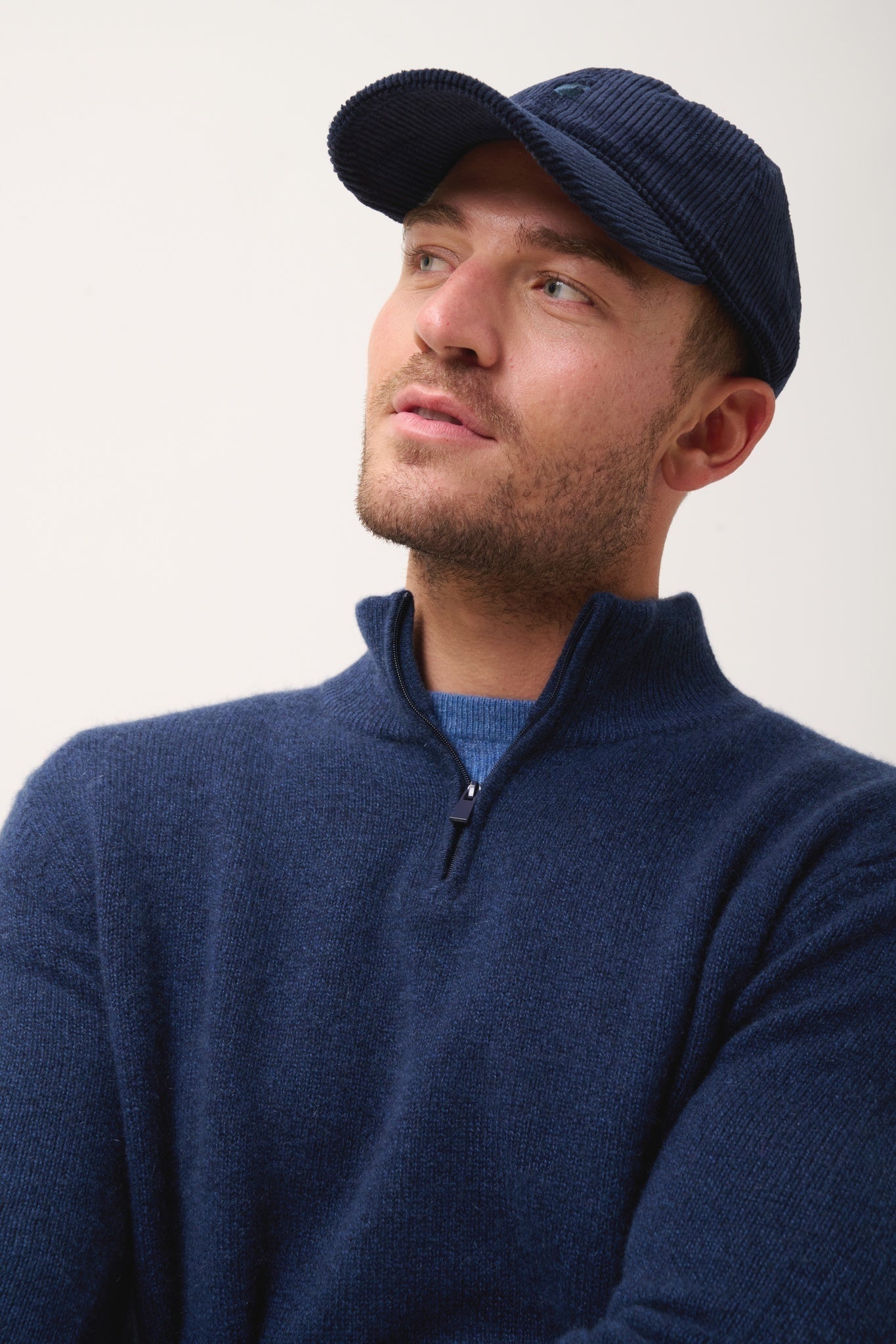 LEONIE pull col camionneur bleu nuit chiné