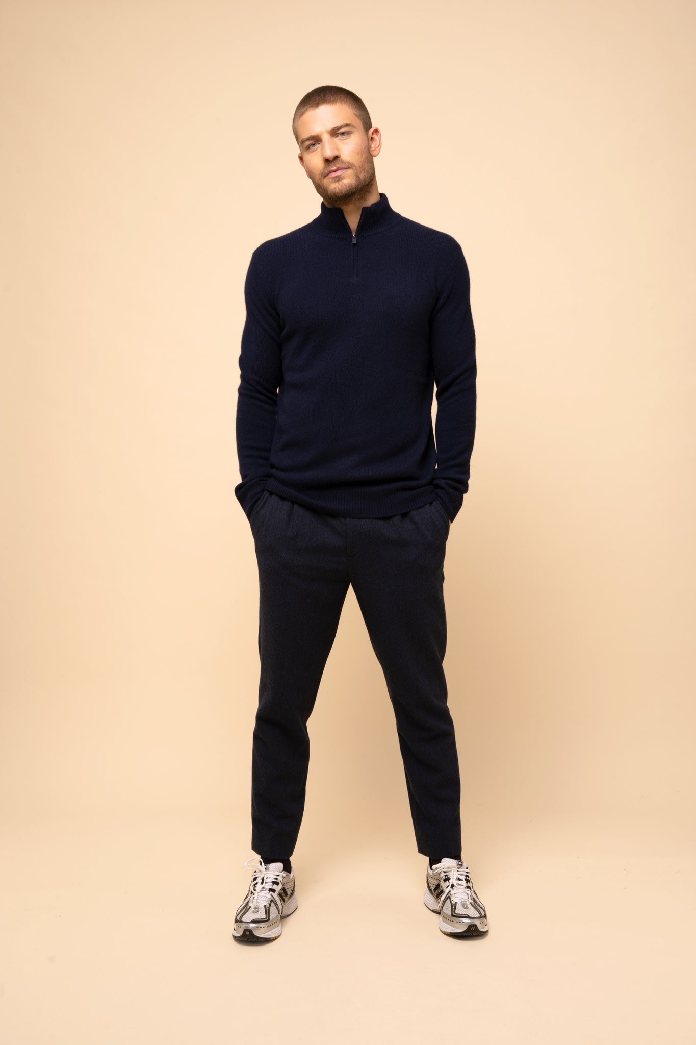 LEONIE pull col camionneur navy