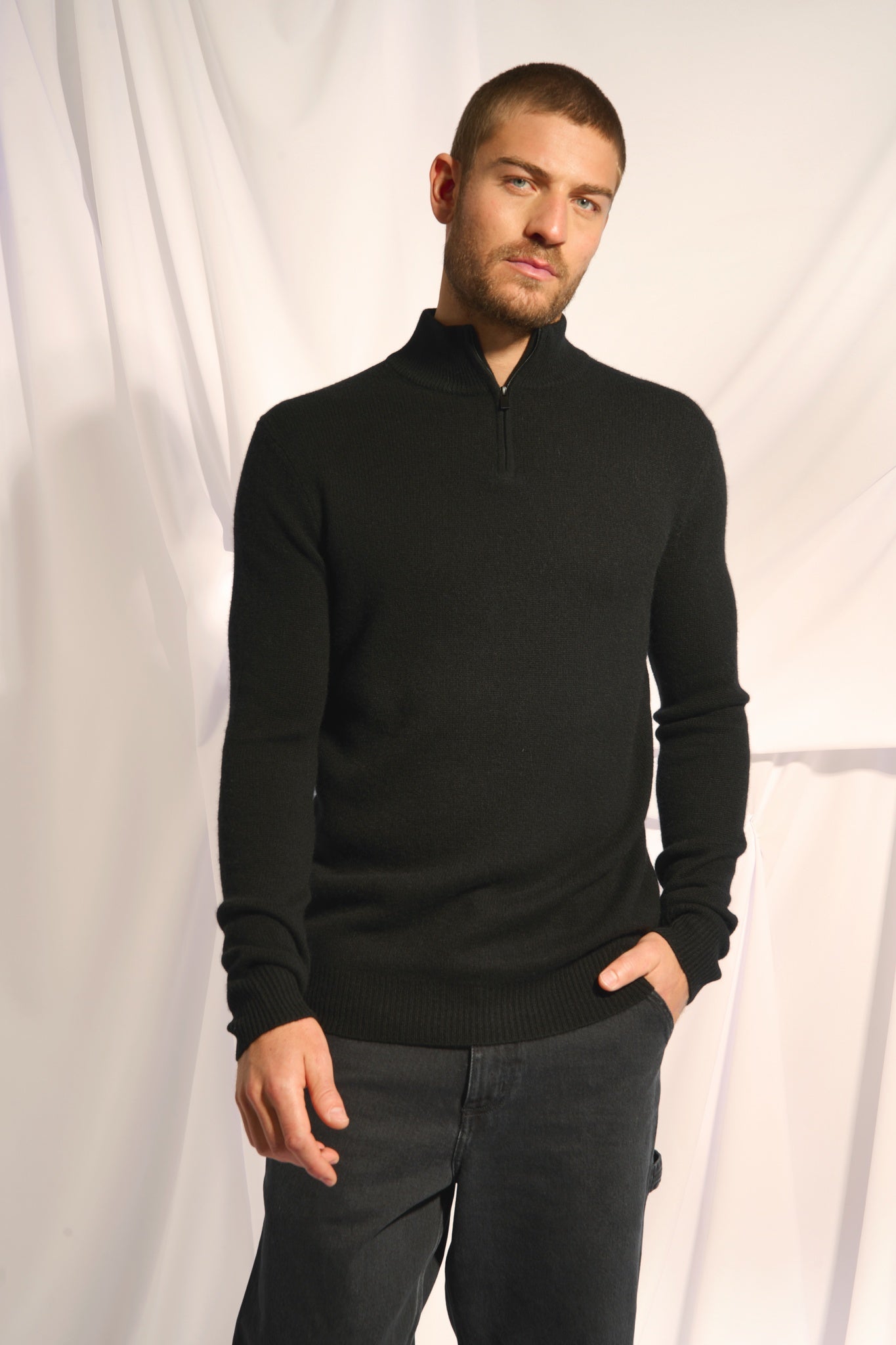 LEONIE pull col camionneur noir