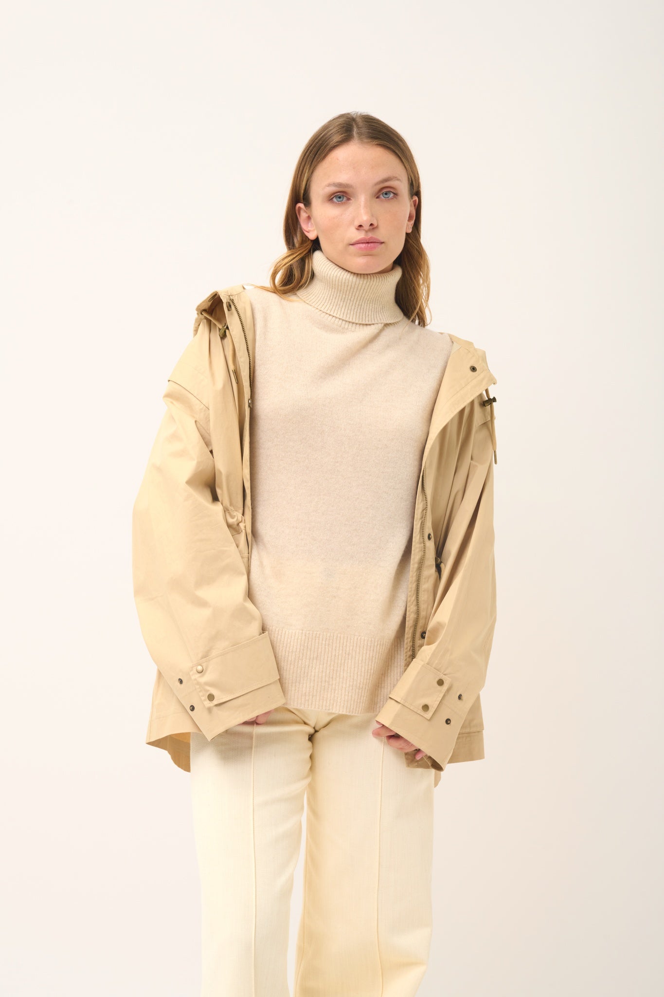 LEXIE pull col roulé avoine