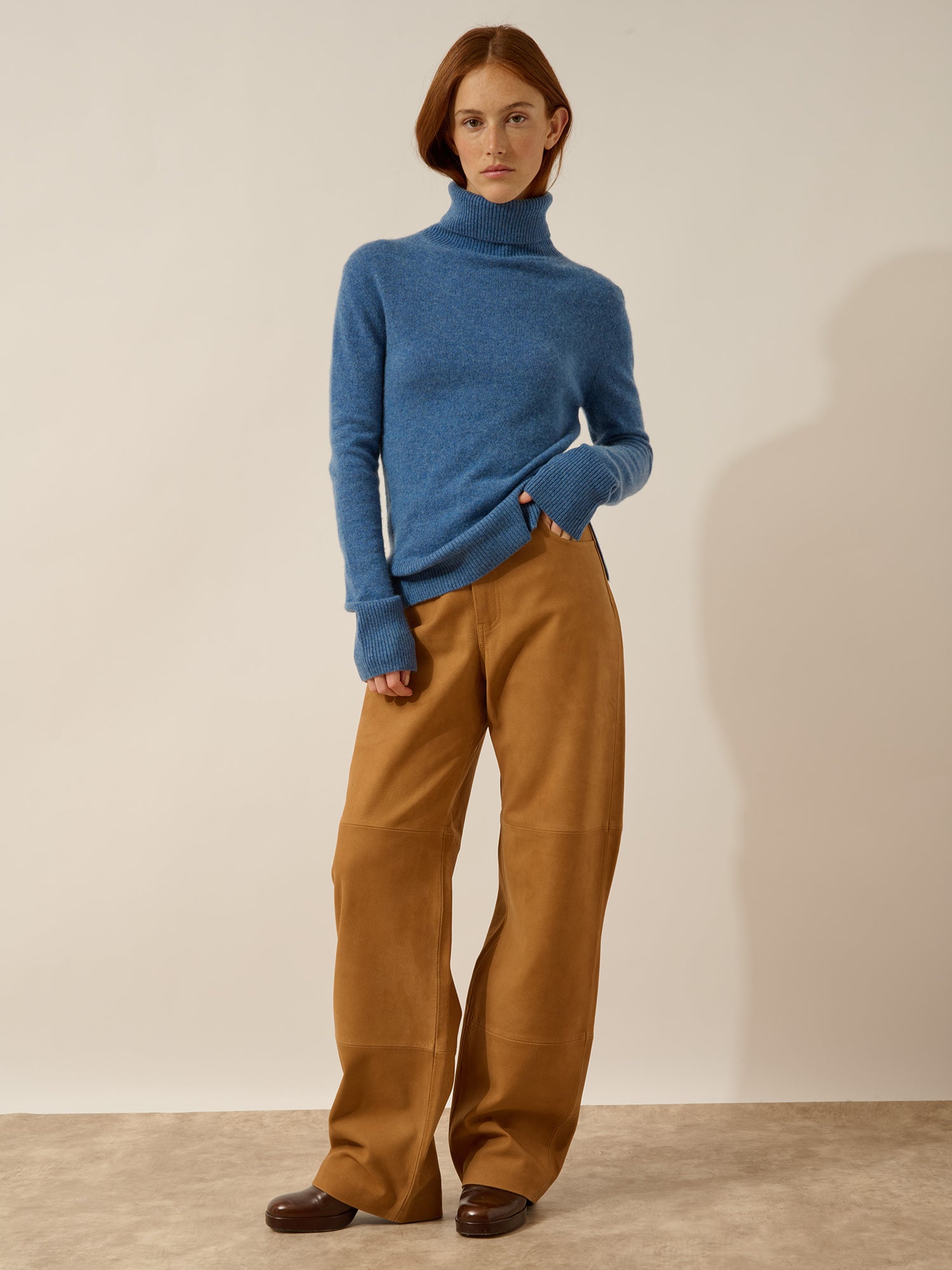 LEXIE denim blue turtleneck sweater