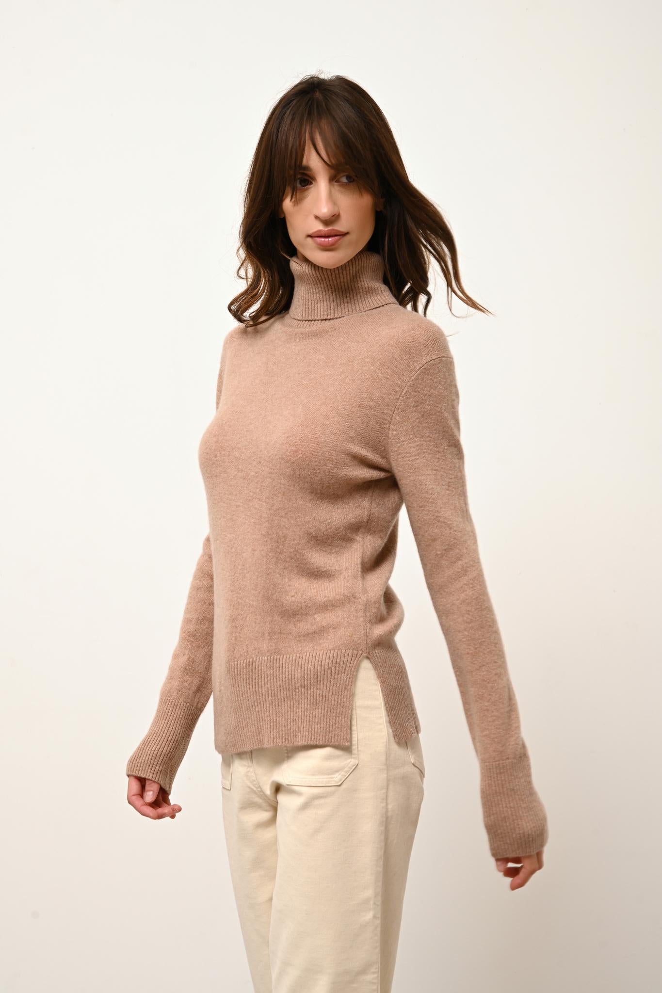 LEXIE camel turtleneck sweater