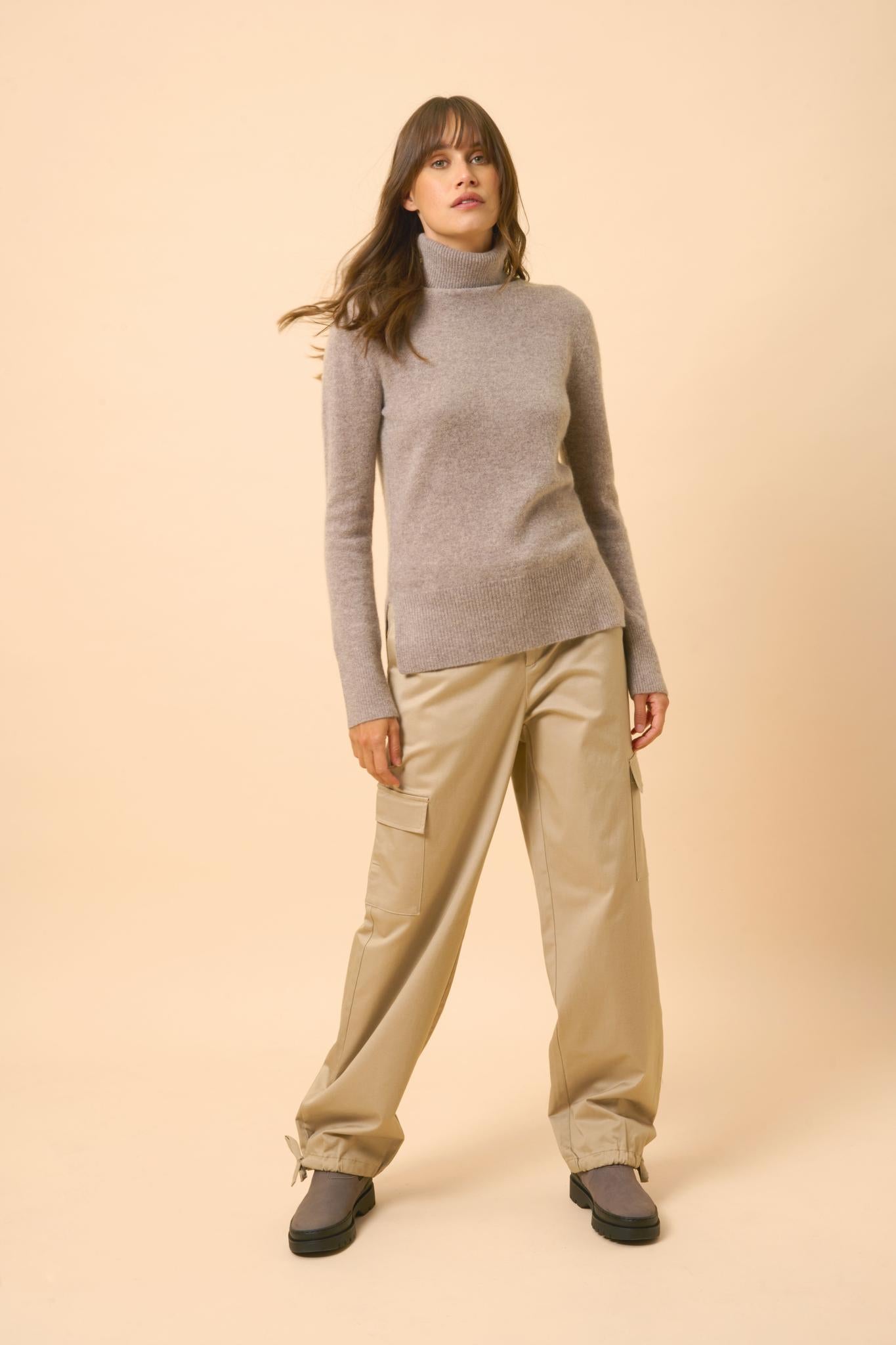 LEXIE turtleneck sweater caribou mottled