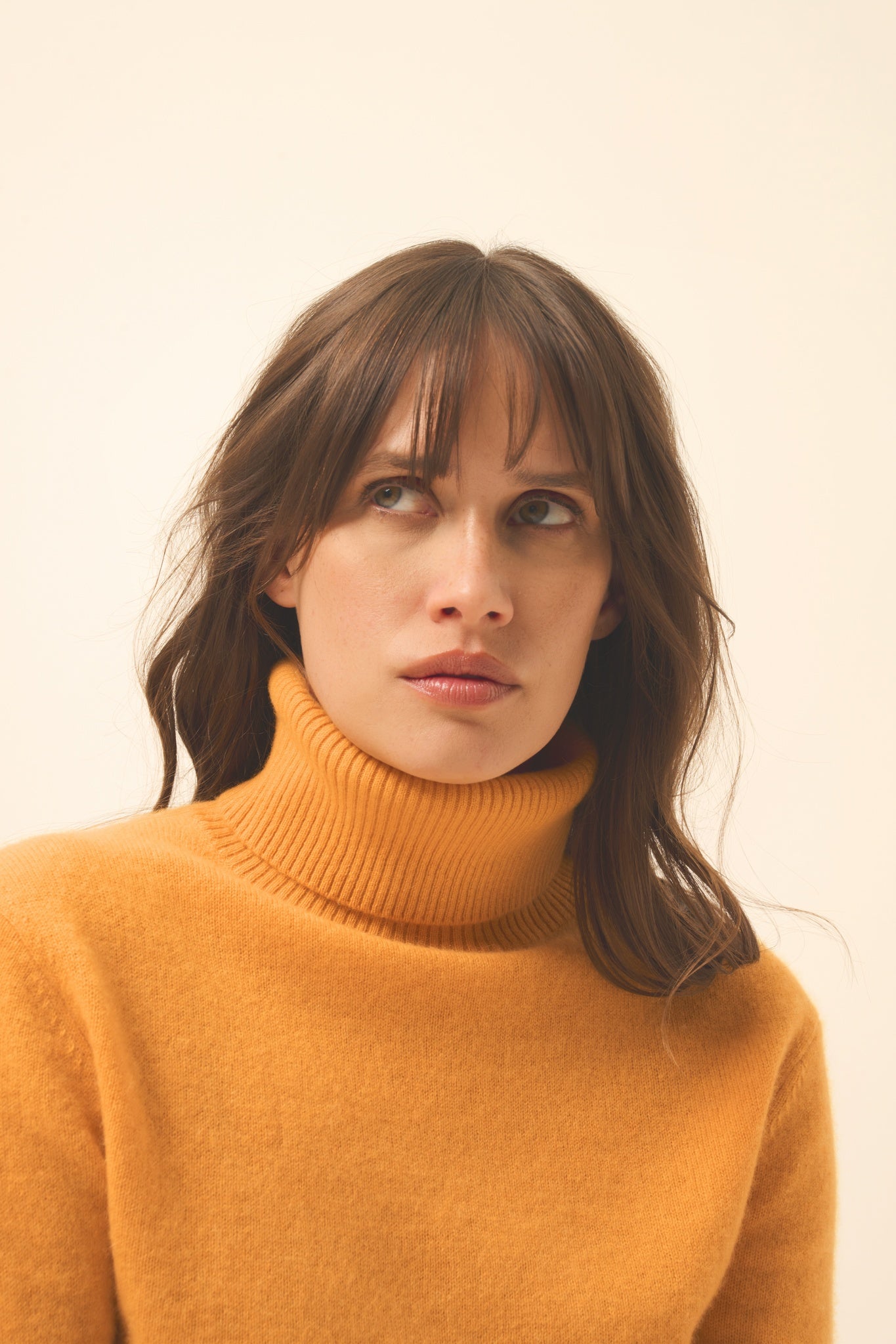 LEXIE pull col roulé curcuma