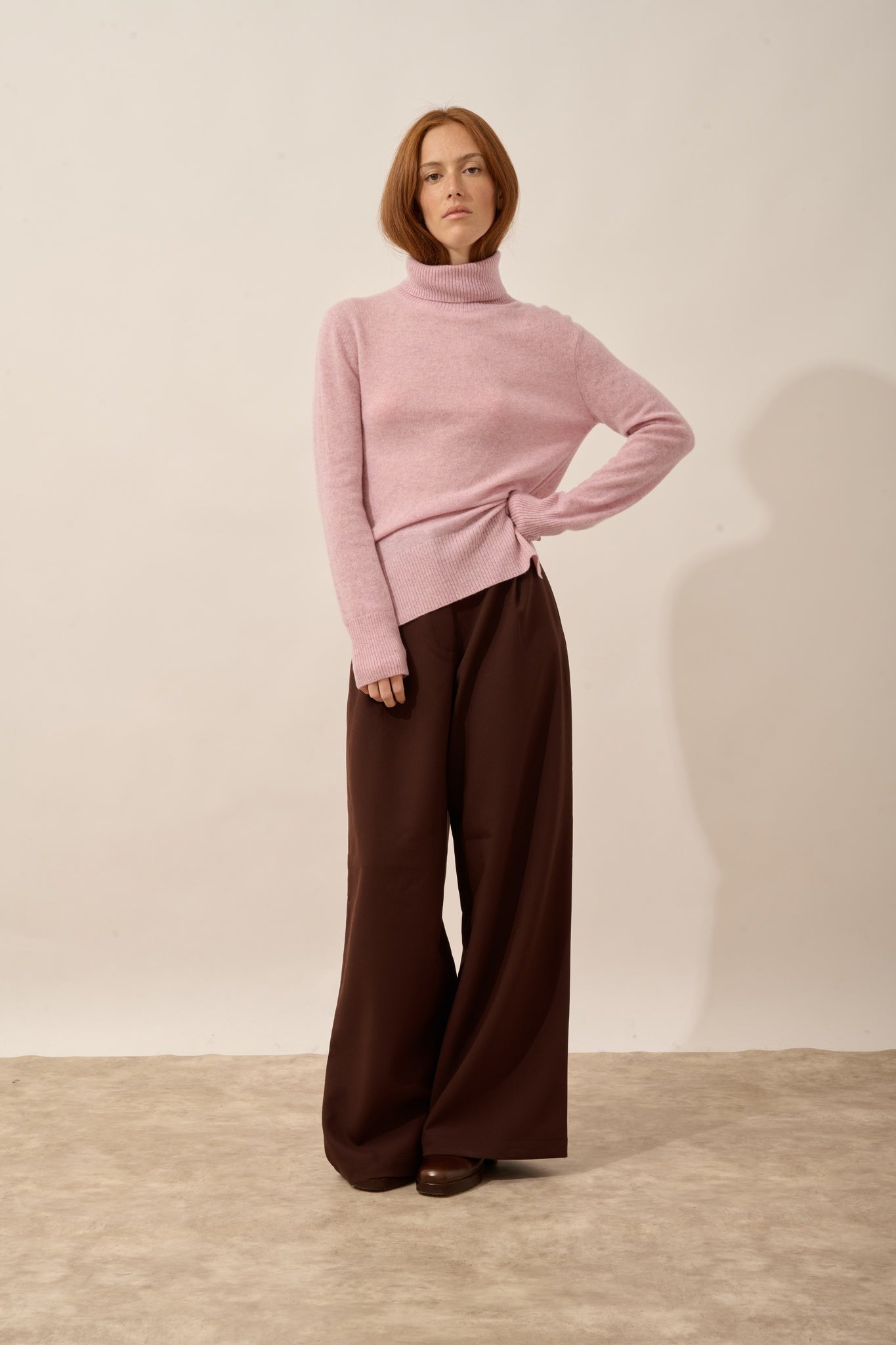 LEXIE pull col roulé guimauve chiné