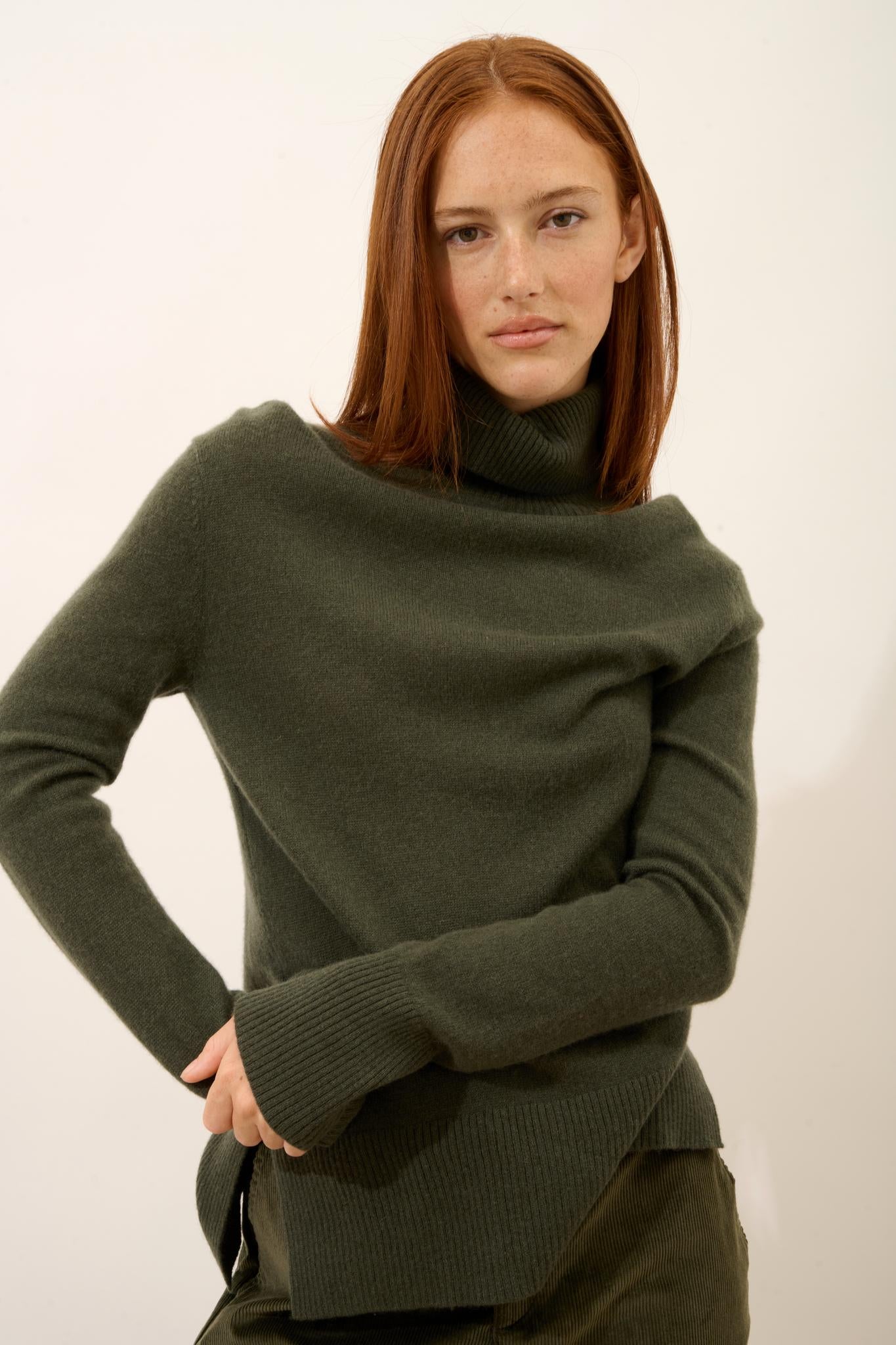 LEXIE khaki turtleneck sweater