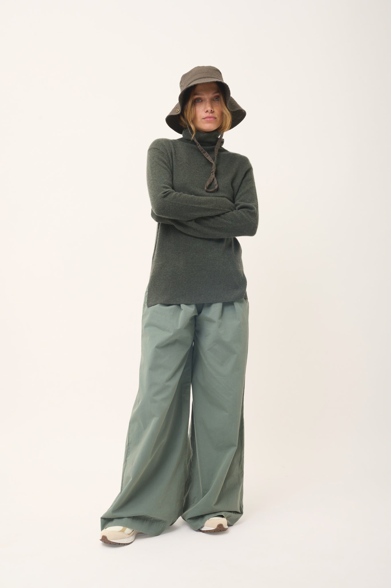 LEXIE khaki mottled turtleneck sweater