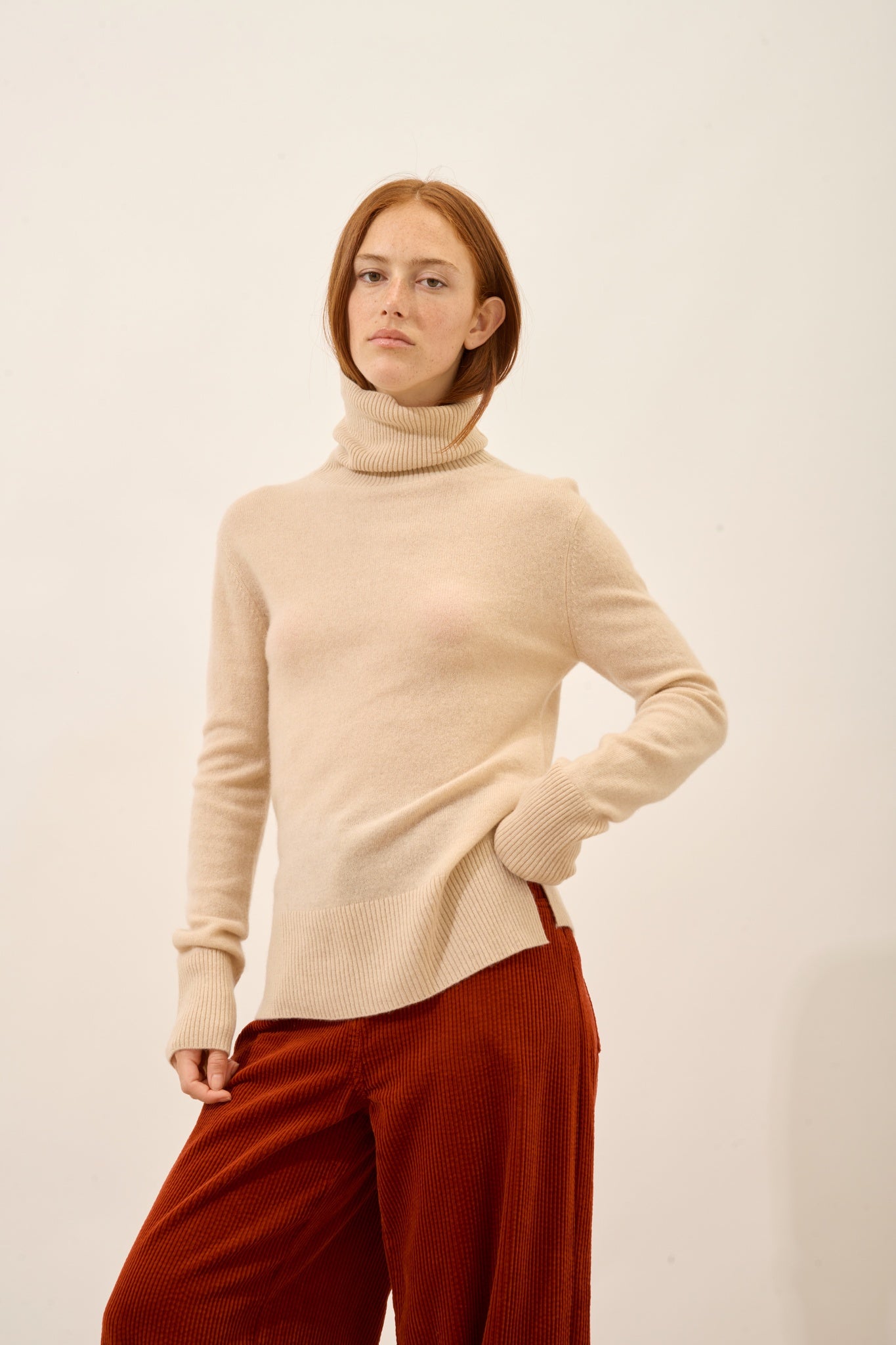 LEXIE sand turtleneck sweater