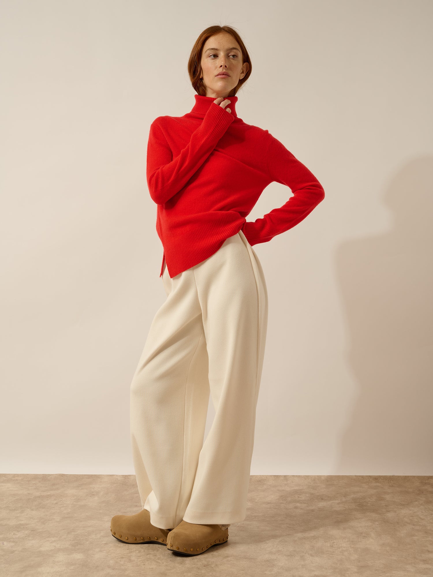 LEXIE pull col roulé tomate