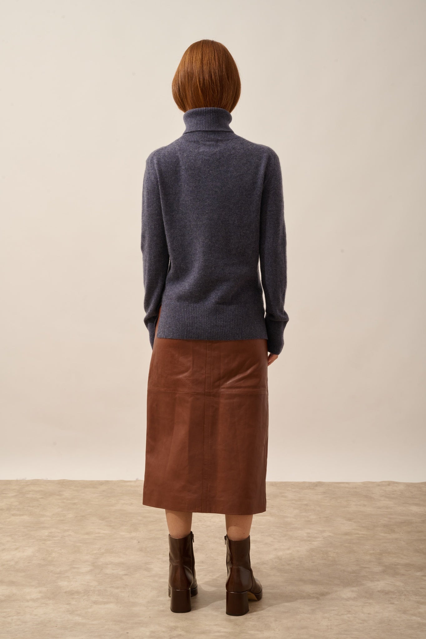 LEXIE pull col roulé violet gris chiné