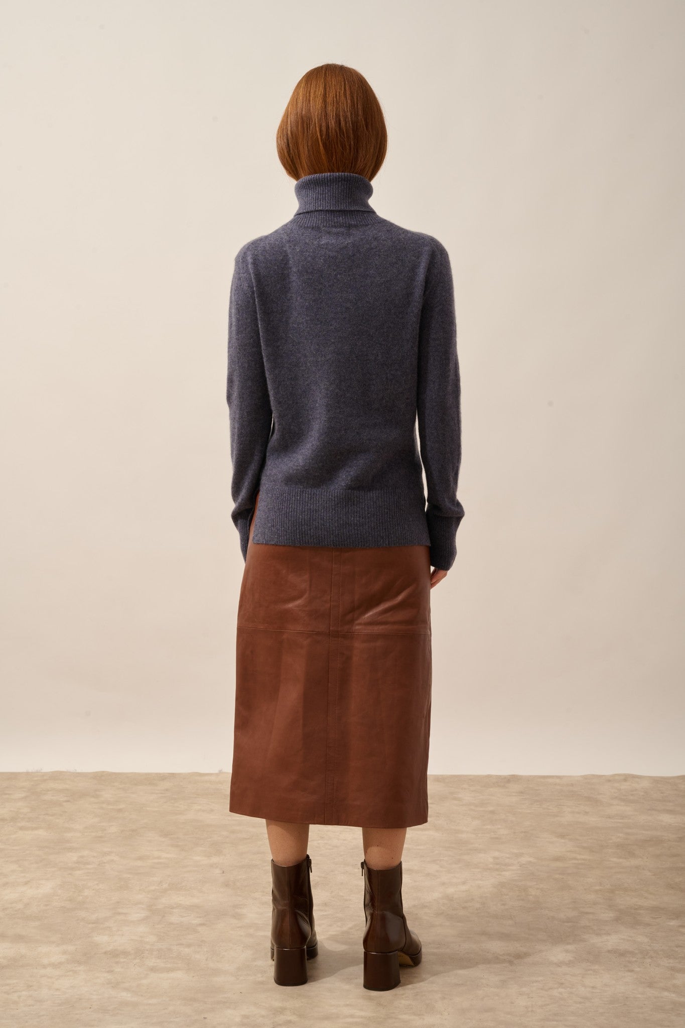 lexie pull col roulé violet gris chiné