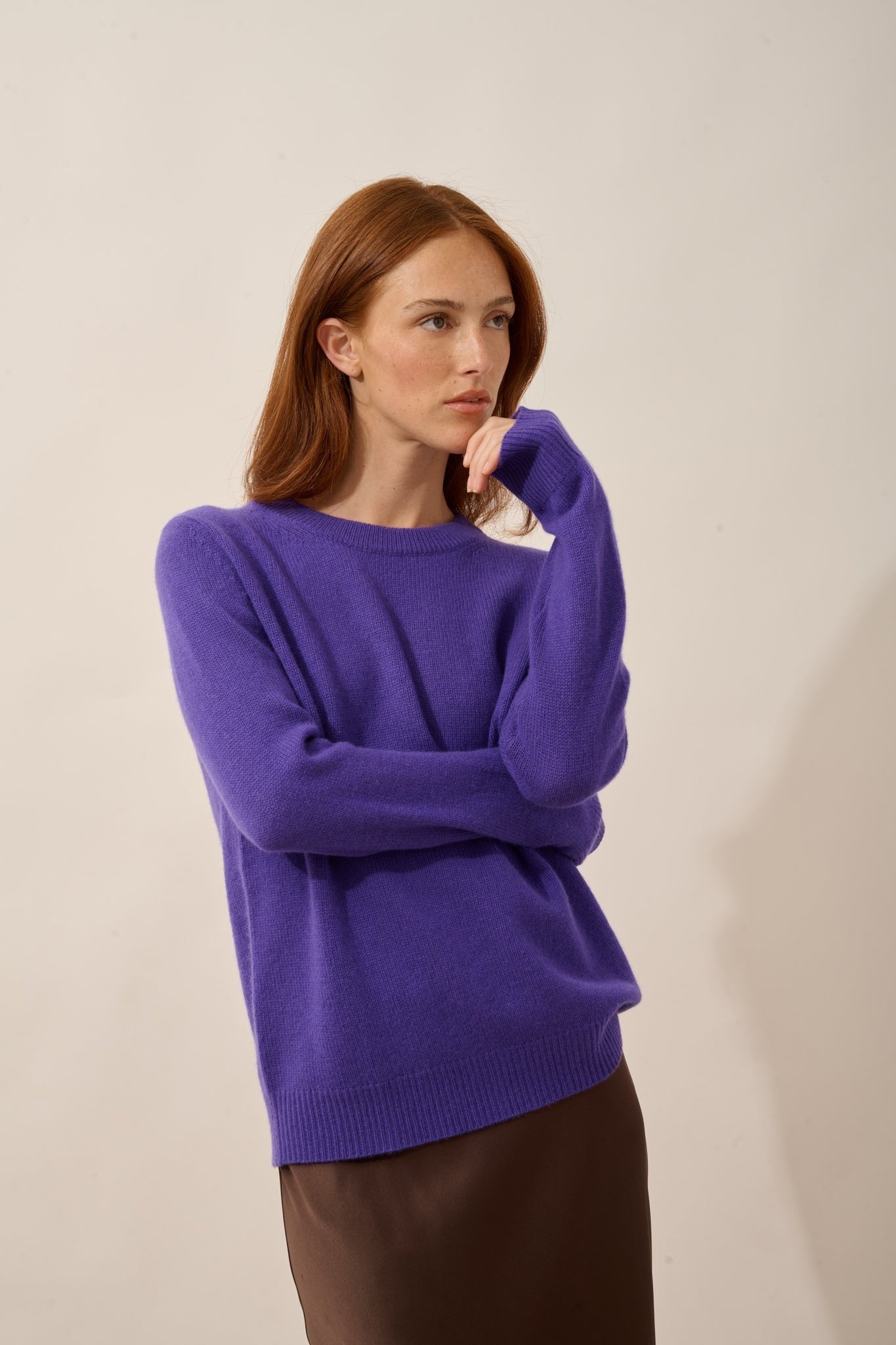 LEXINI round neck sweater, 4-ply amethyst