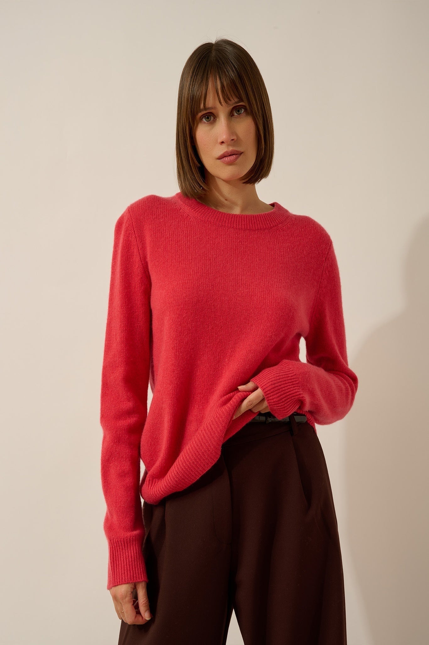 LEXINI coral 4-ply round neck sweater