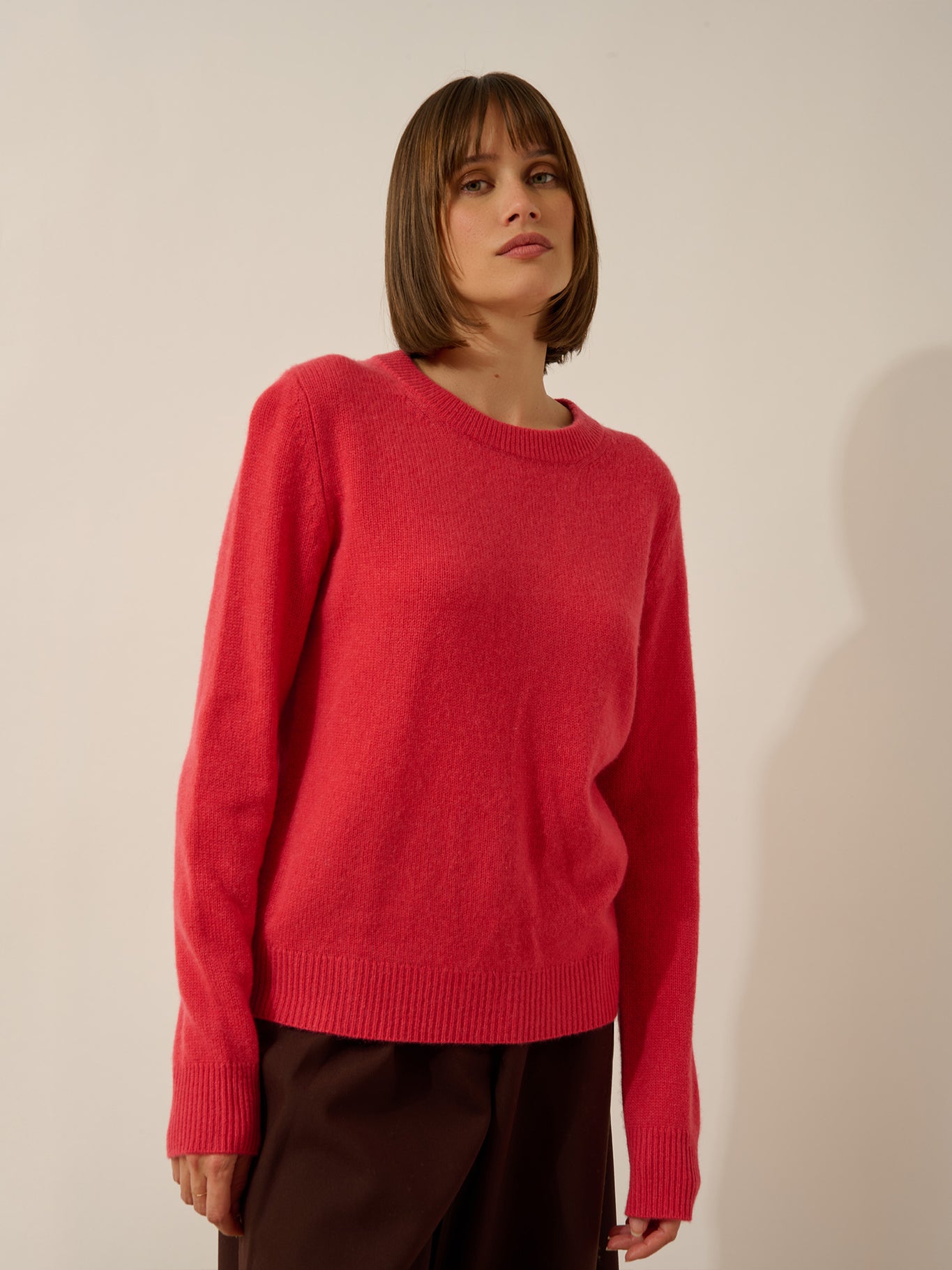 LEXINI coral 4-ply round neck sweater