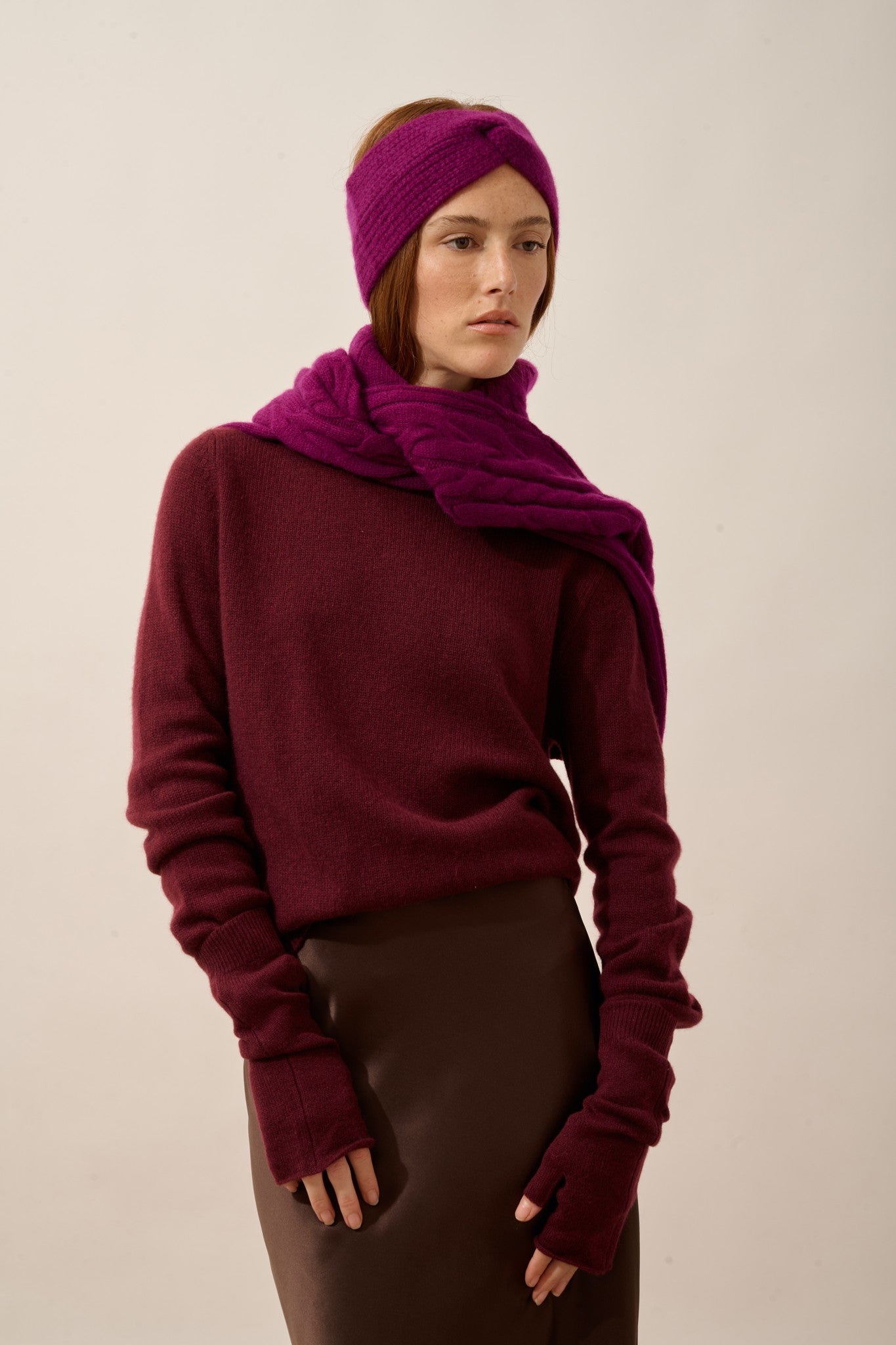 lexini pull col rond 4 fils mûre